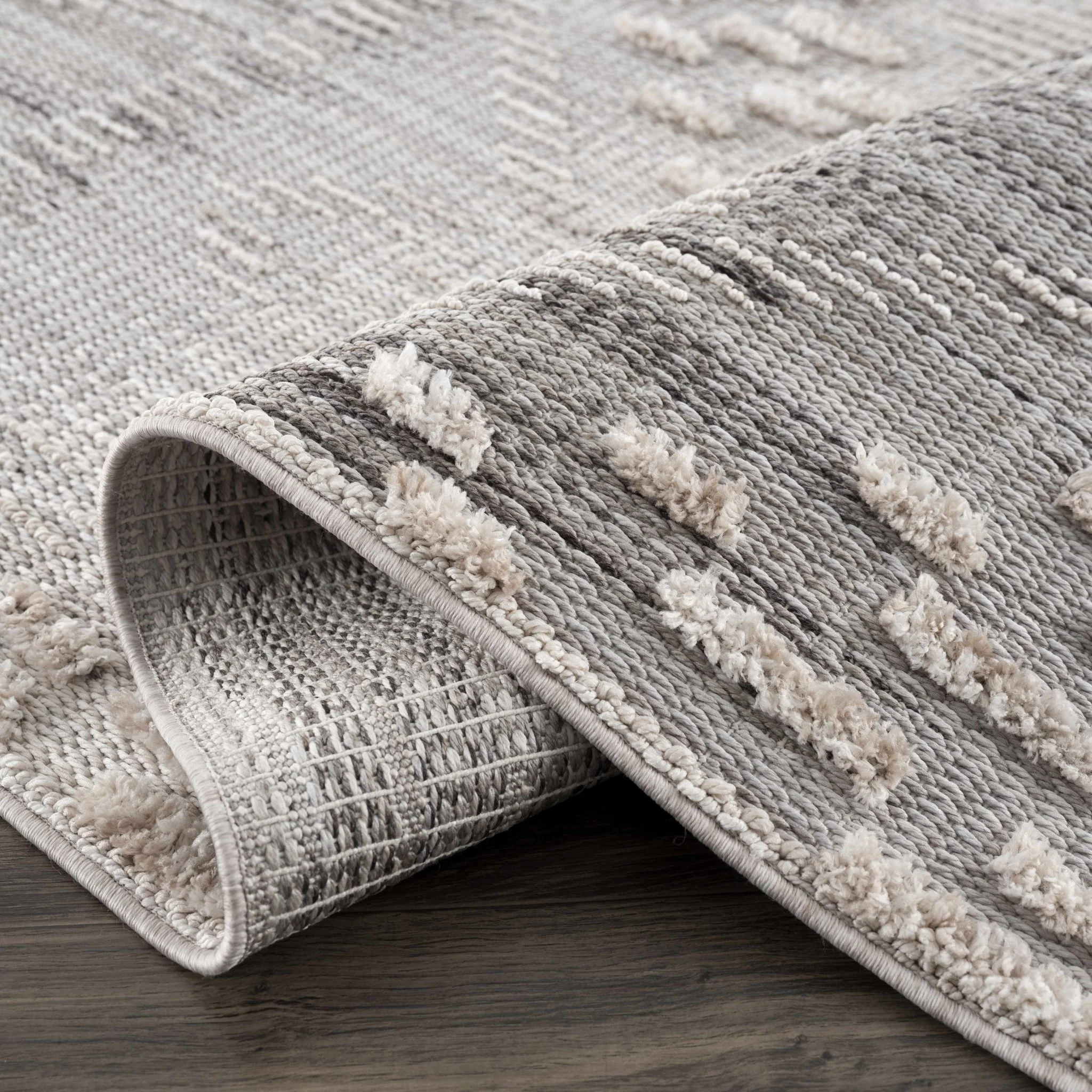 Modern Geometrical Gray, Silver and Charcoal high low texture area rug - Image 10