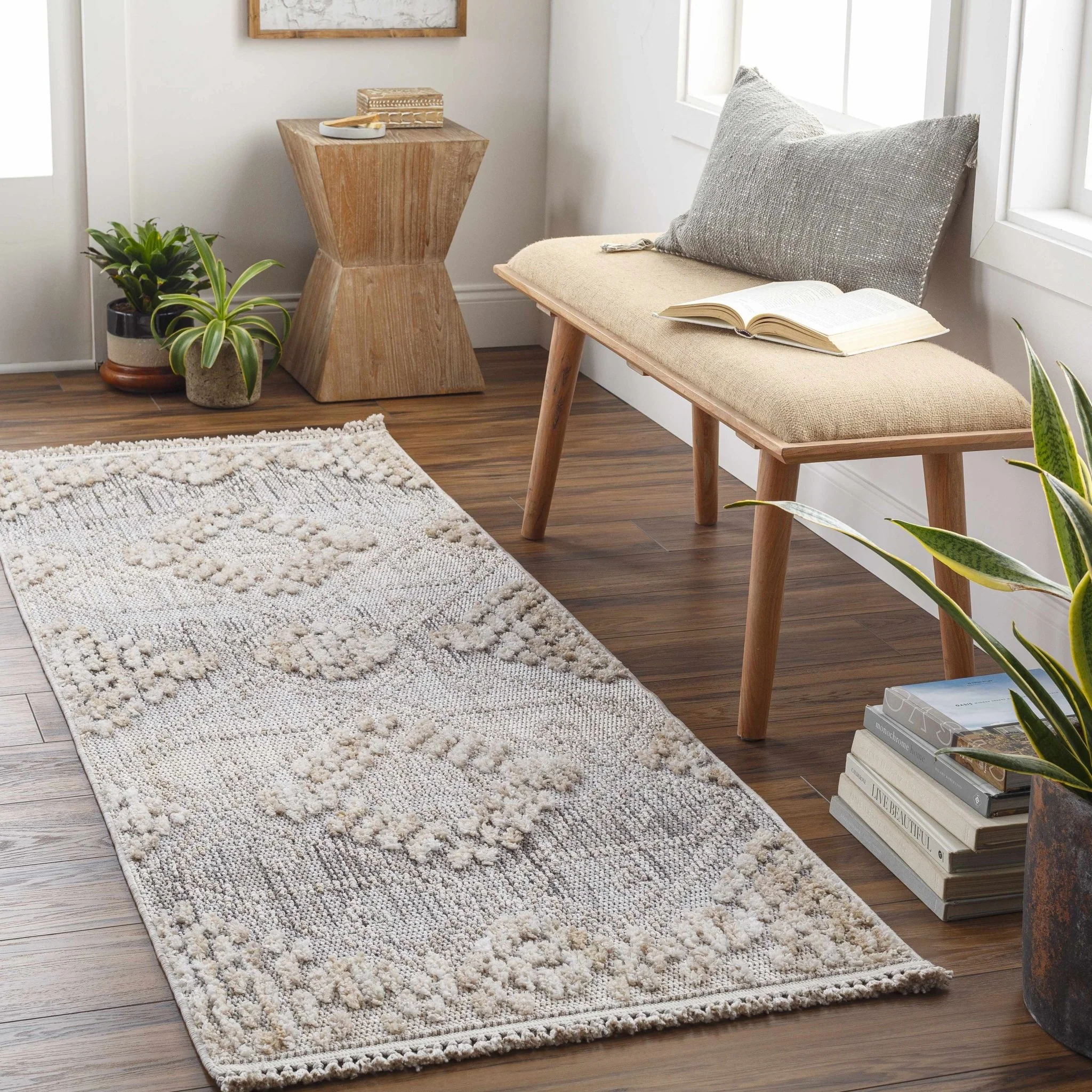 Modern Geometrical Gray, Silver and Charcoal high low texture area rug - Image 17