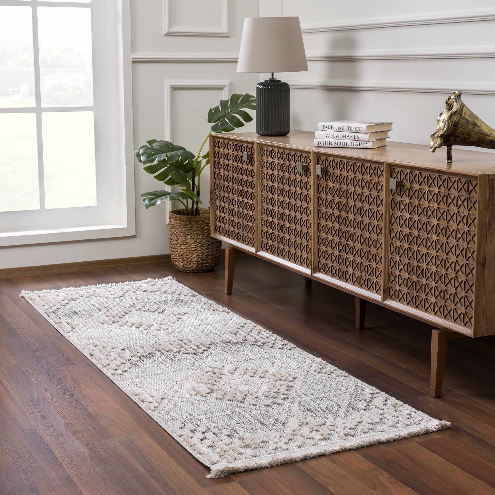 Modern Geometrical Gray, Silver and Charcoal high low texture area rug - Image 4
