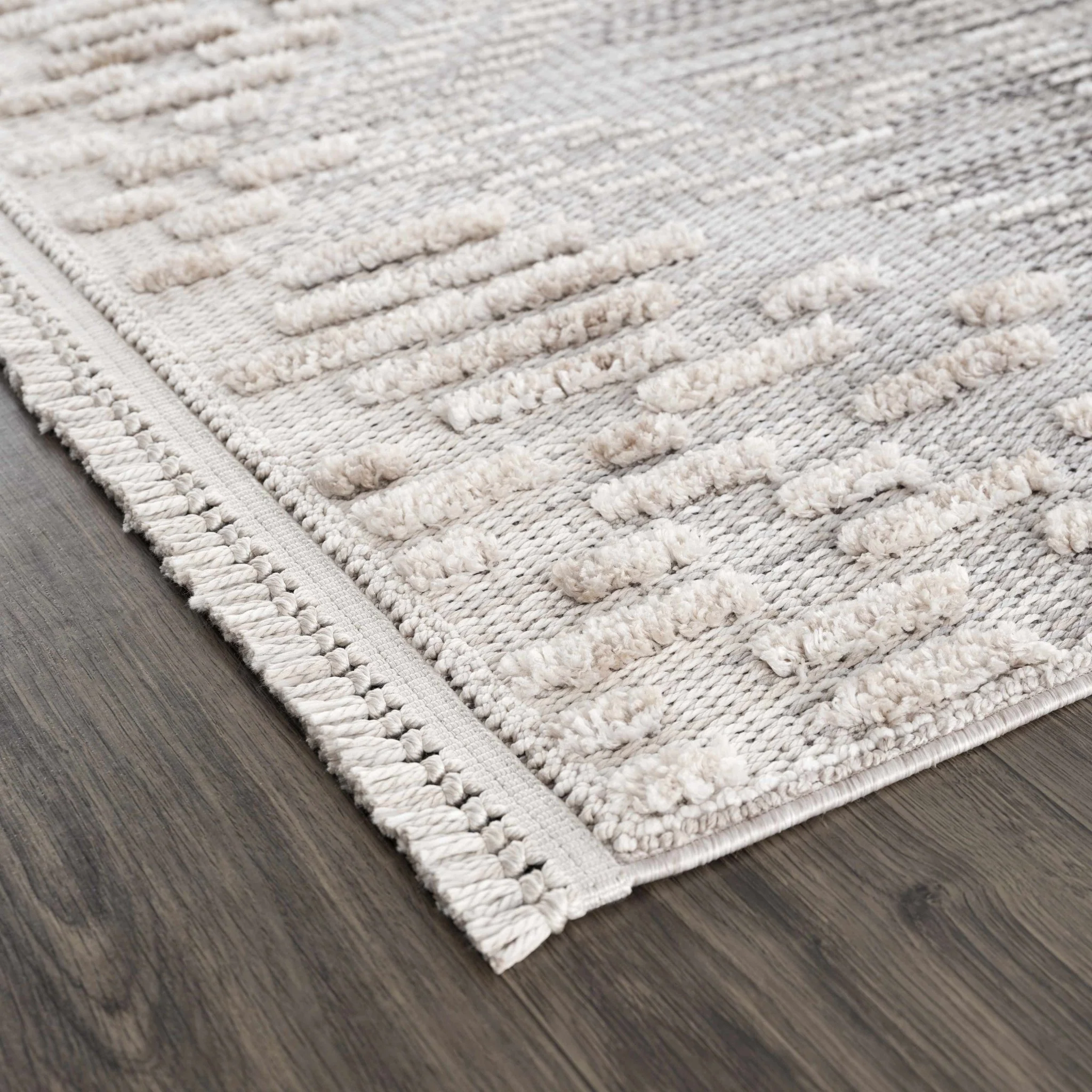 Modern Geometrical Gray, Silver and Charcoal high low texture area rug - Image 6