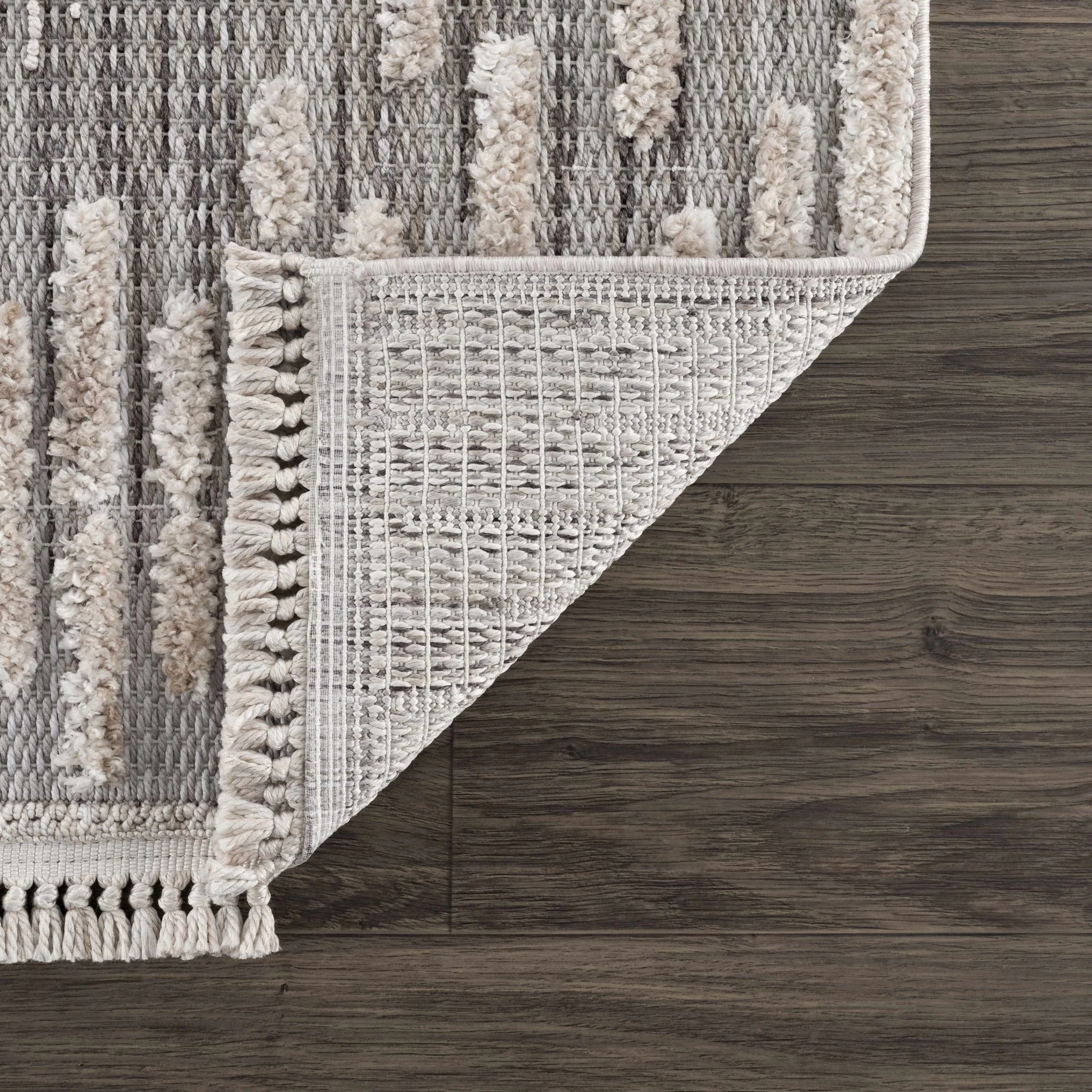 Modern Geometrical Gray, Silver and Charcoal high low texture area rug - Image 7