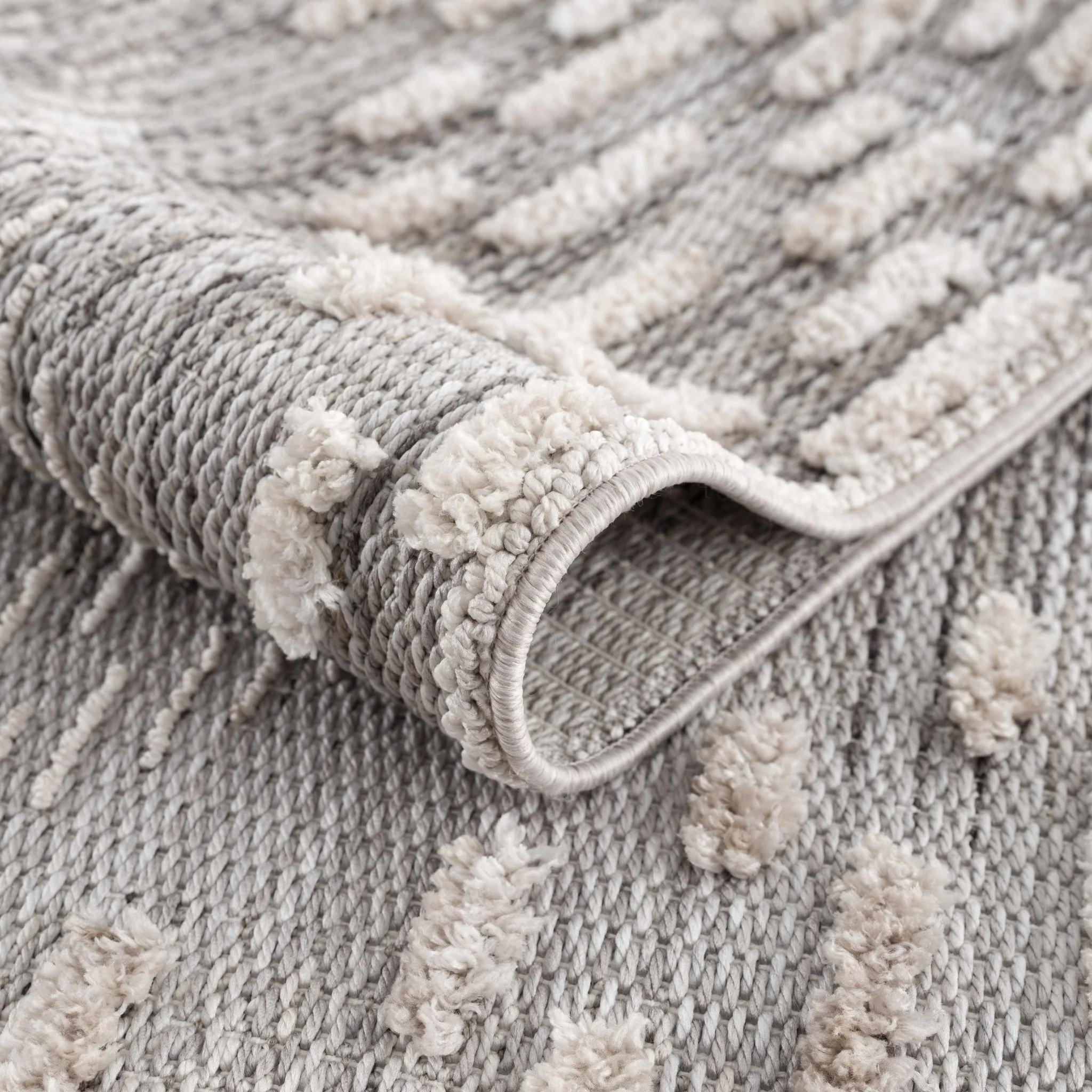 Modern Geometrical Gray, Silver and Charcoal high low texture area rug - Image 8
