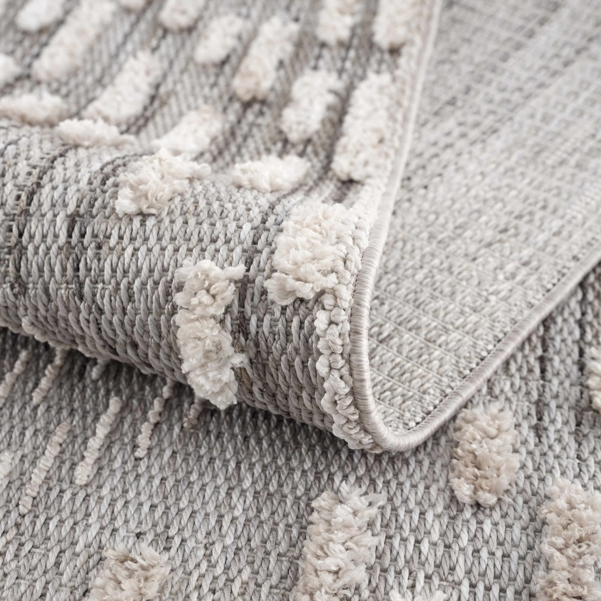 Modern Geometrical Gray, Silver and Charcoal high low texture area rug - Image 9