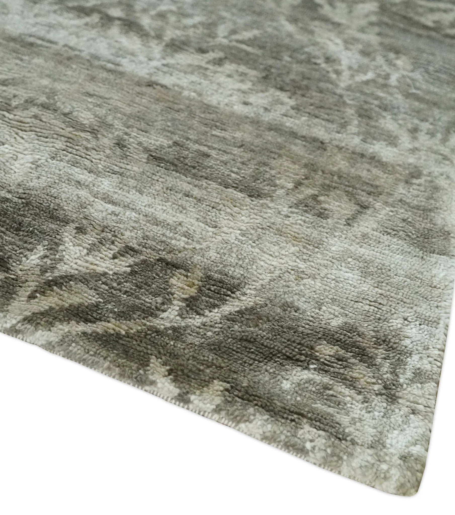 Gray, Silver and Charcoal Traditional ikat design 6x9 Hand knotted wool and Bamboo Silk area Rug - Image 6