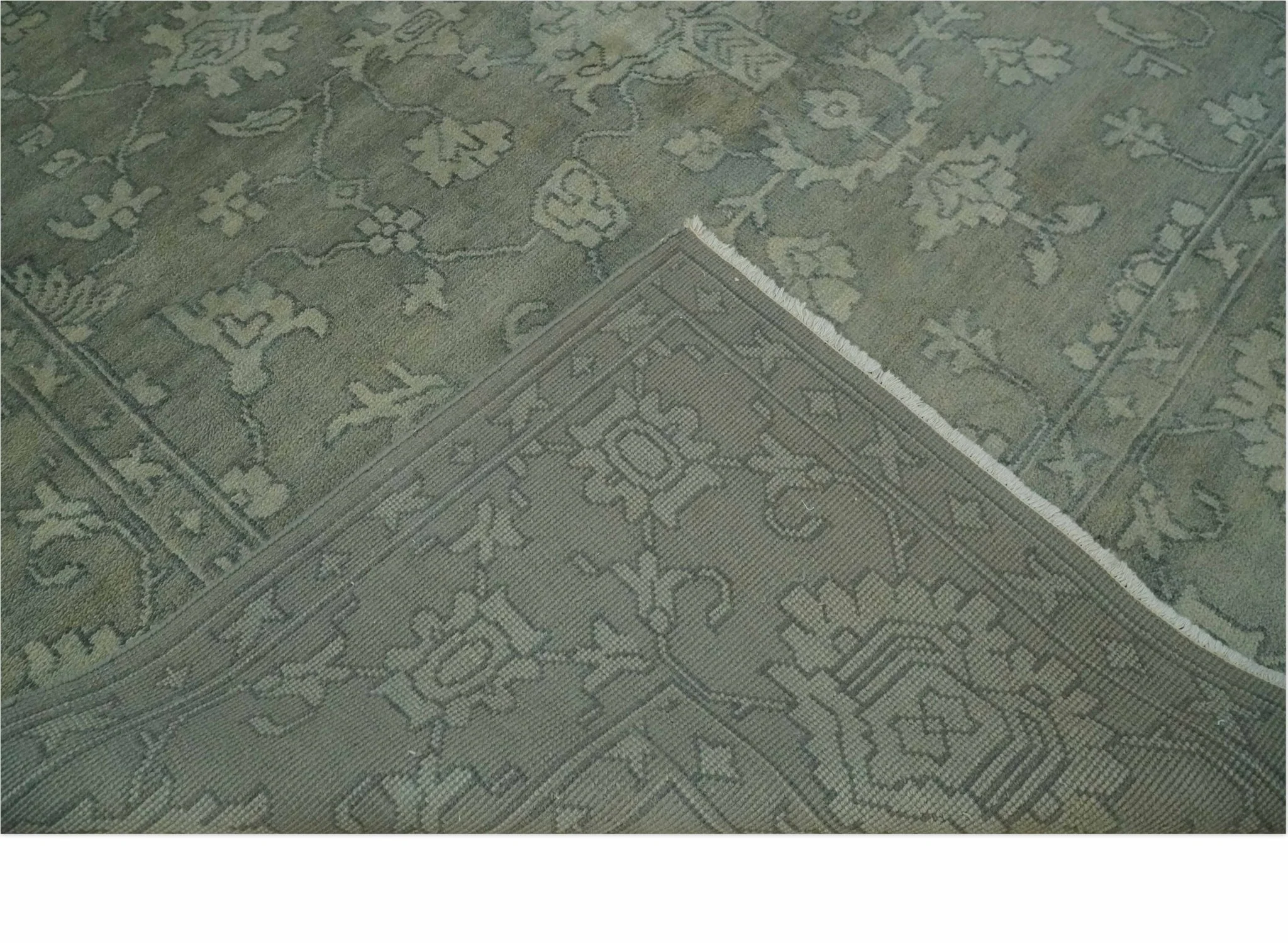 Gray, Silver and Charcoal Hand Knotted antique look Traditional Oushak 8x10 wool area Rug - Image 6
