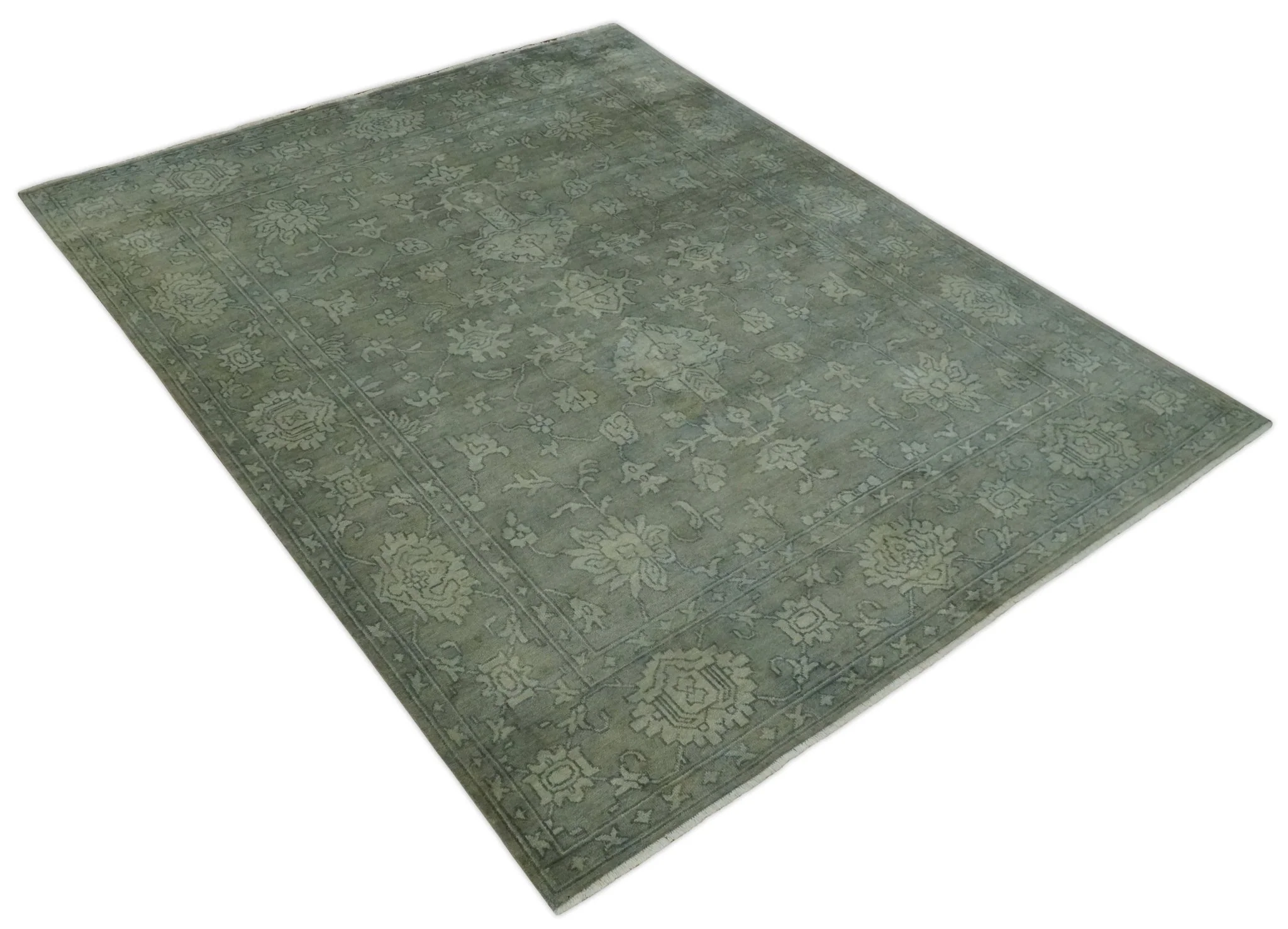 Gray, Silver and Charcoal Hand Knotted antique look Traditional Oushak 8x10 wool area Rug - Image 9