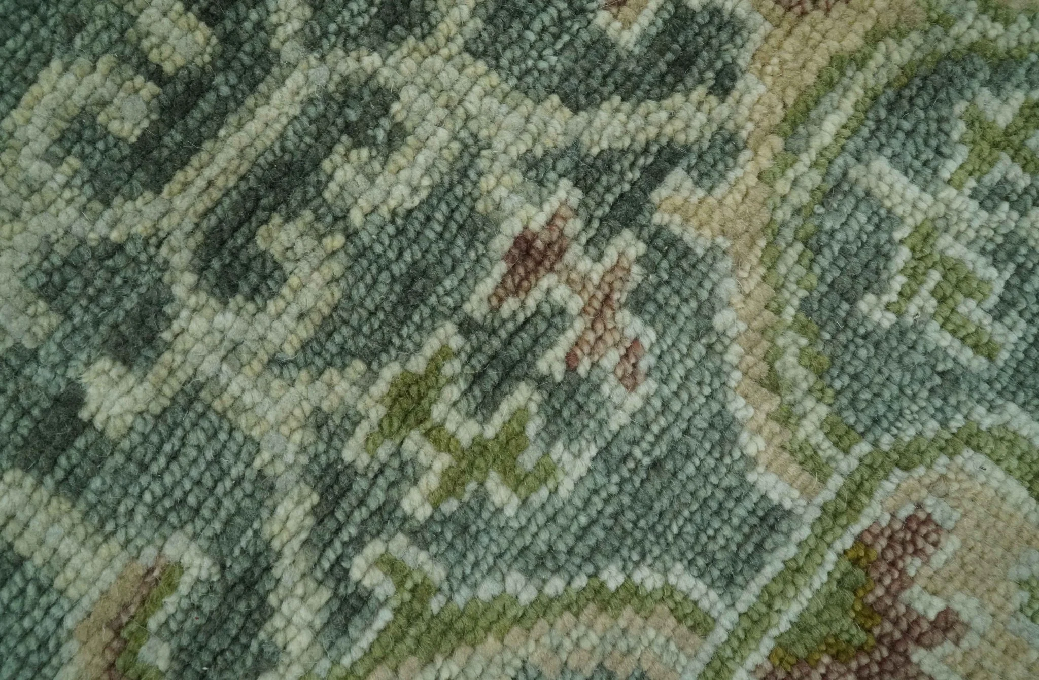 Custom Made Gray, Silver and Green Hand Knotted Traditional Large Design wool area rug - Image 4