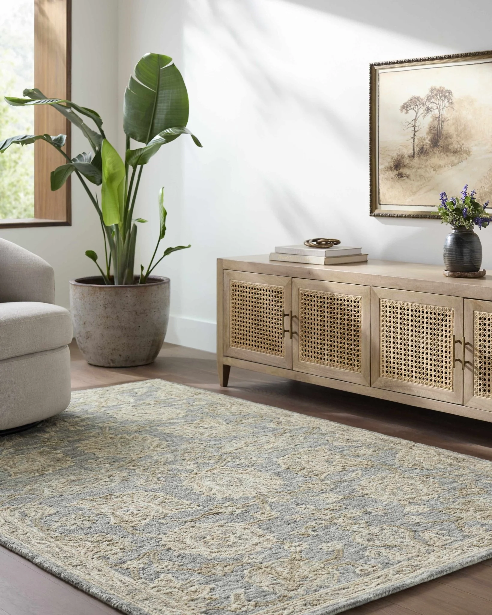 Gray Traditional Oushak Design Hand Tufted Wool Area Rug - Image 2
