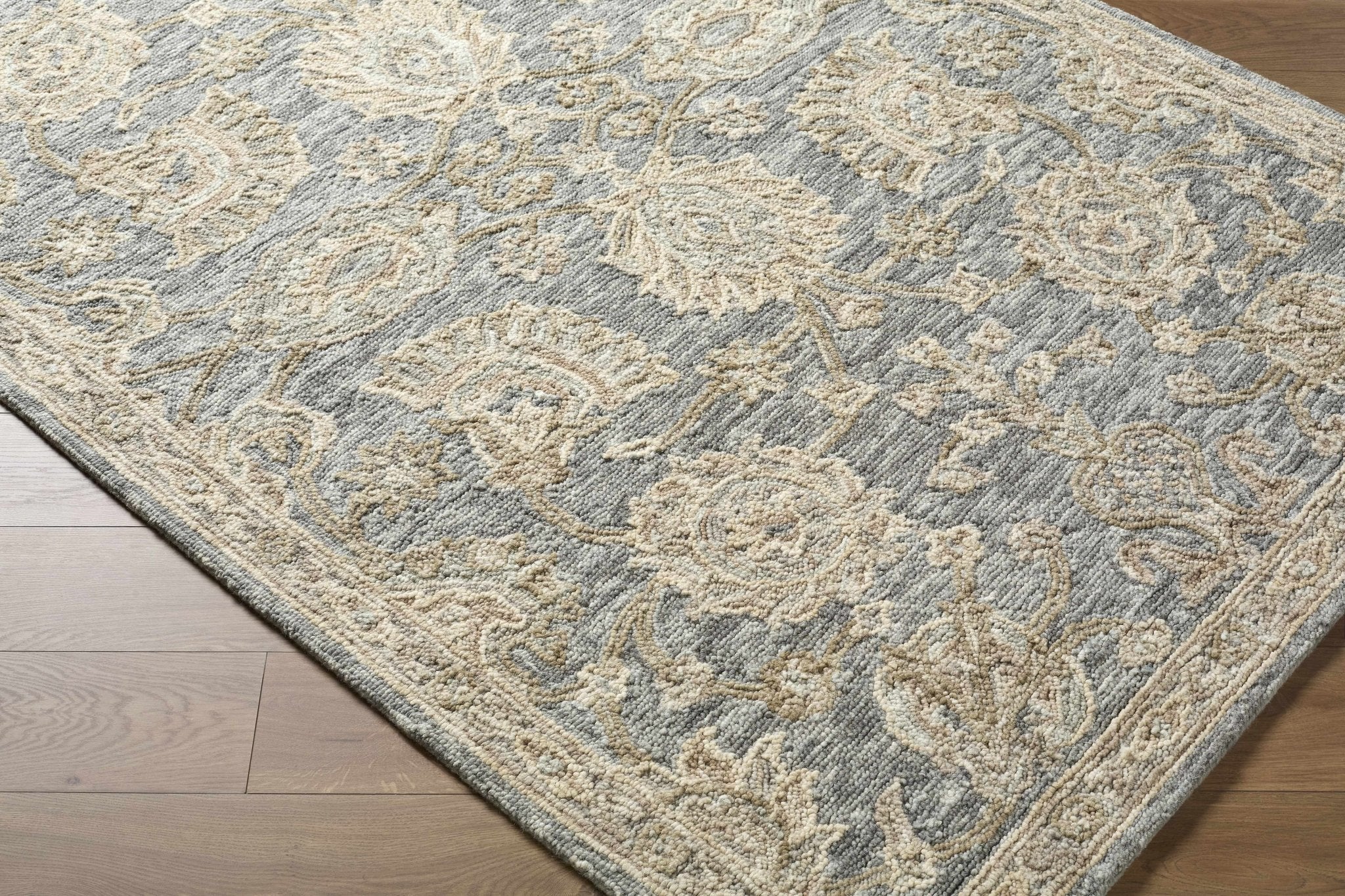 Gray Traditional Oushak Design Hand Tufted Wool Area Rug - Image 3