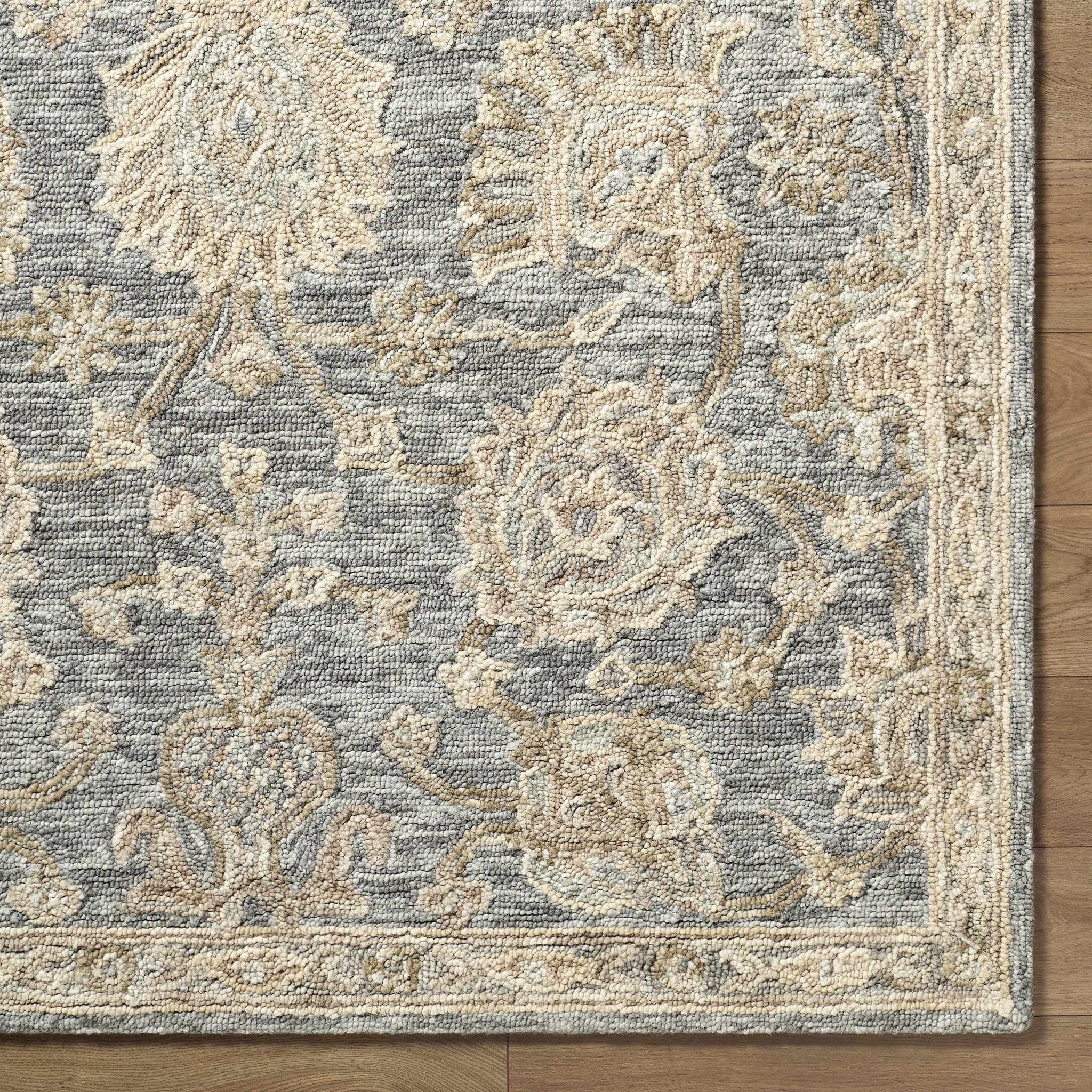 Gray Traditional Oushak Design Hand Tufted Wool Area Rug - Image 7