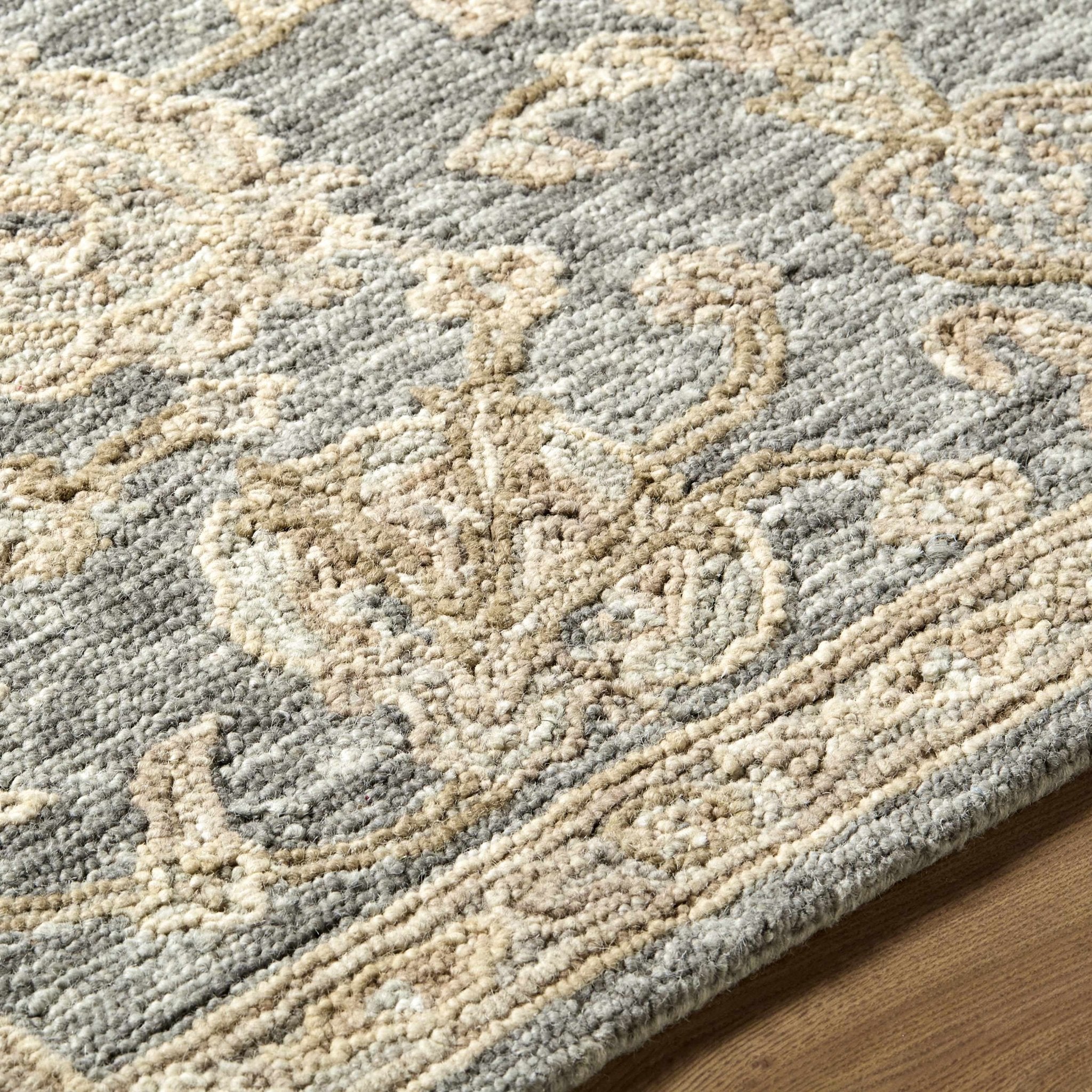 Gray Traditional Oushak Design Hand Tufted Wool Area Rug - Image 8