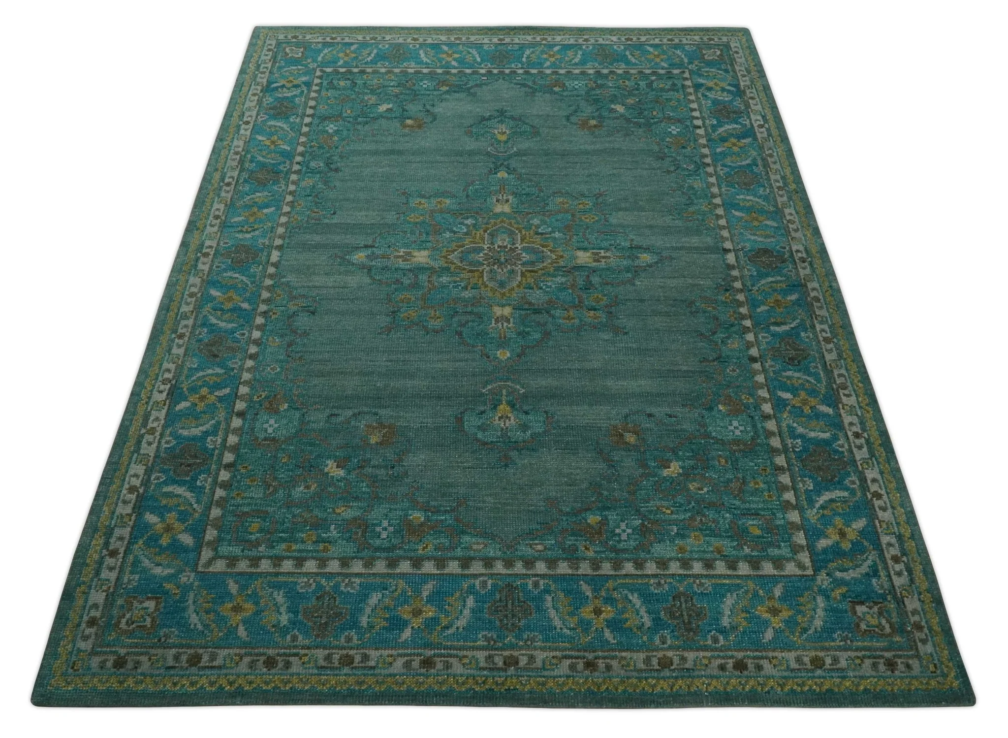 Custom Made Green Hand Knotted Antique Style  Multi Size Traditional Wool Rug - Image 10