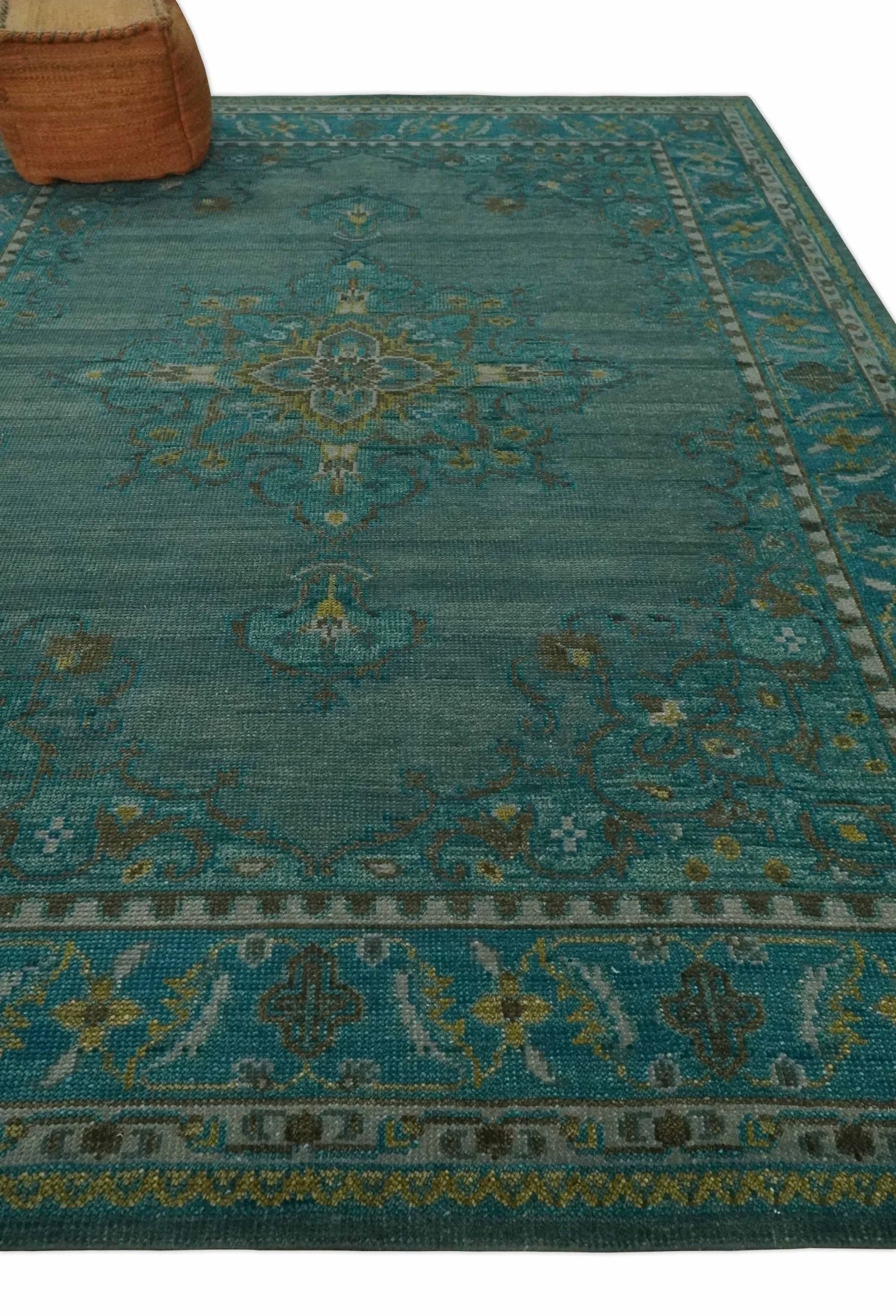 Custom Made Green Hand Knotted Antique Style  Multi Size Traditional Wool Rug - Image 3
