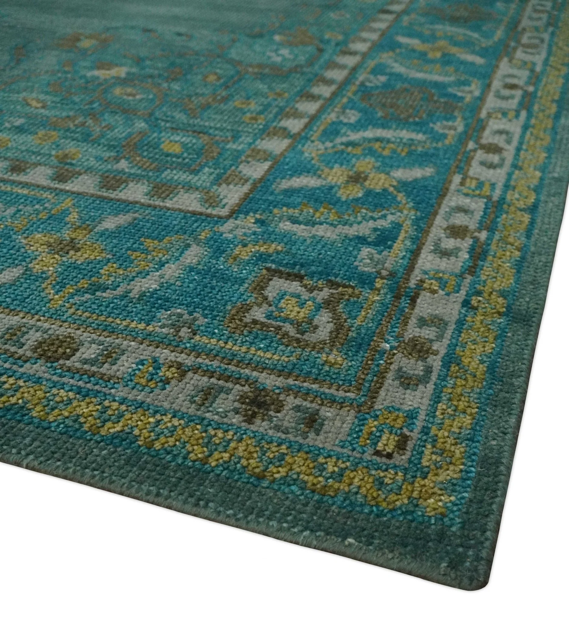 Custom Made Green Hand Knotted Antique Style  Multi Size Traditional Wool Rug - Image 5