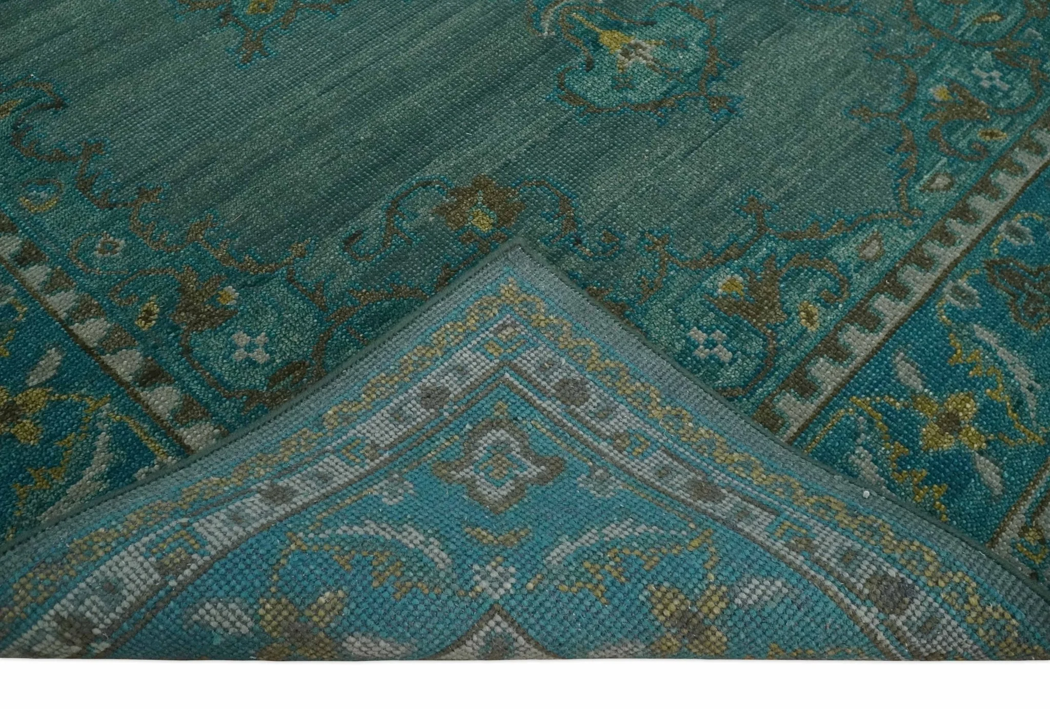Custom Made Green Hand Knotted Antique Style  Multi Size Traditional Wool Rug - Image 7