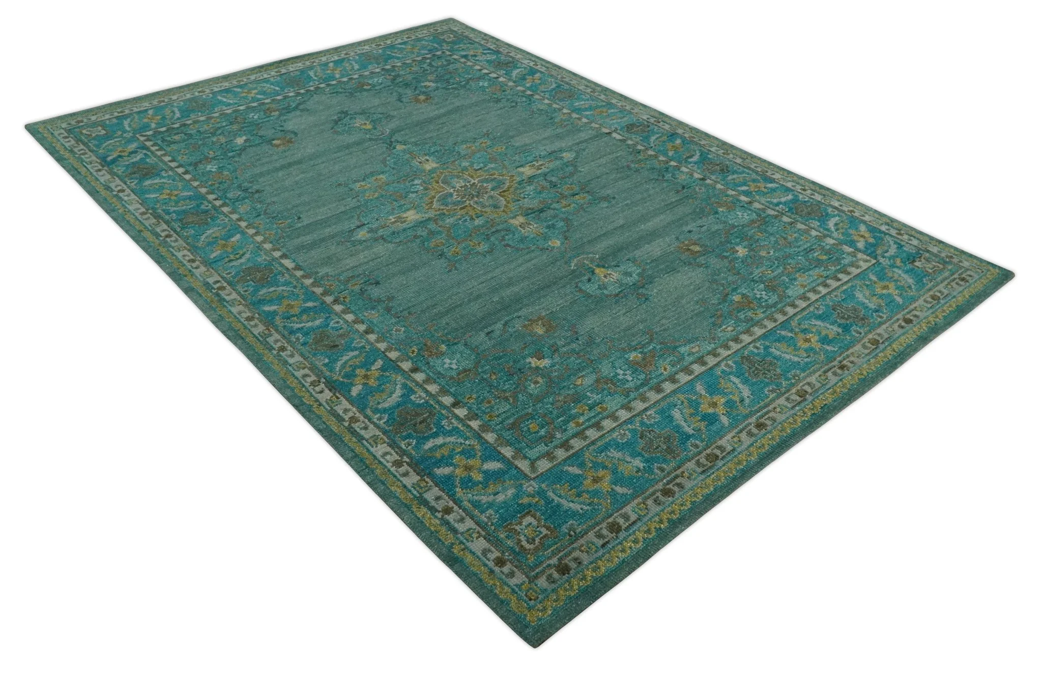 Custom Made Green Hand Knotted Antique Style  Multi Size Traditional Wool Rug - Image 9