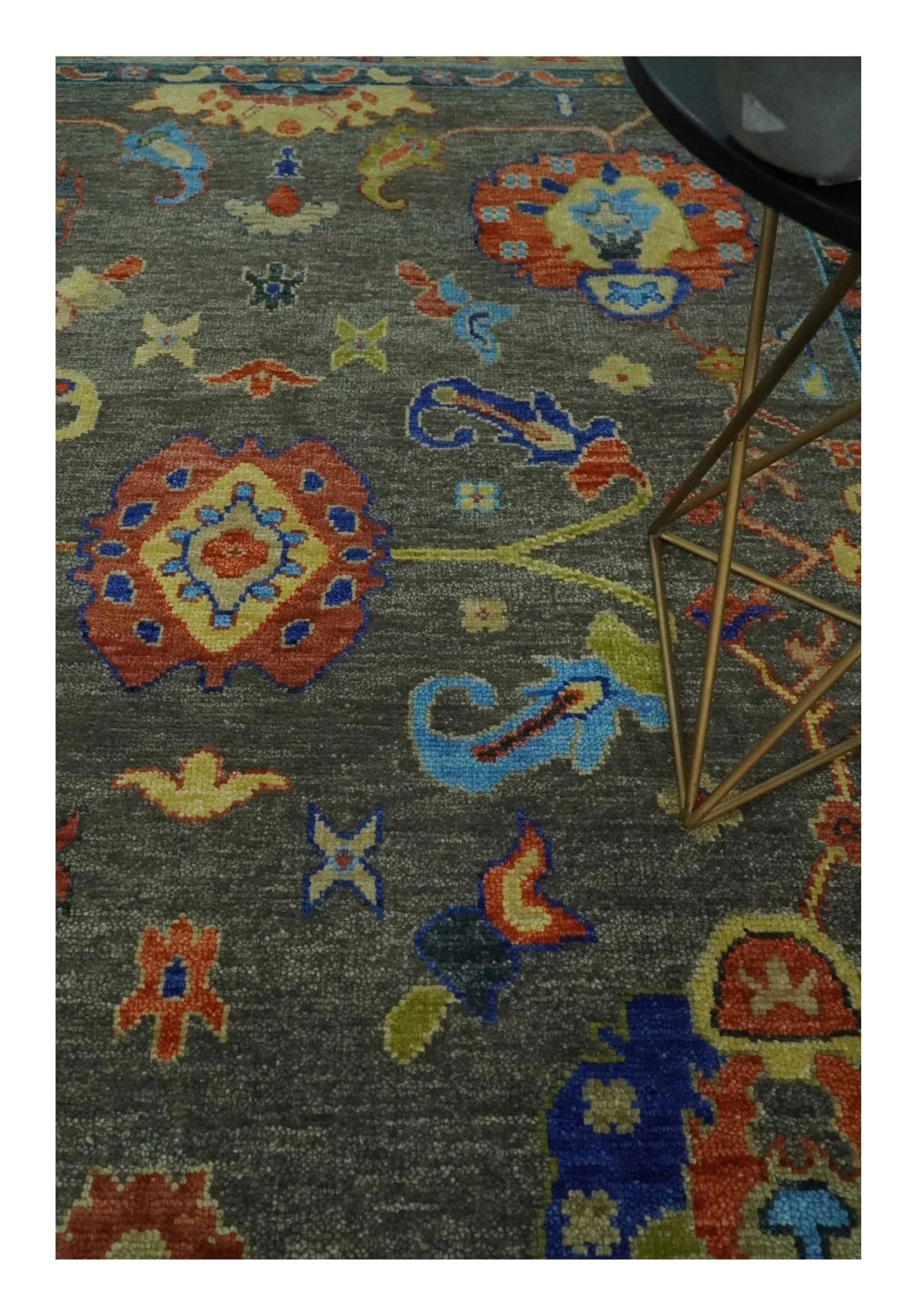 Green and Beige Colorful Wool Hand knotted Traditional Oushak Multi Size wool Area Rug - Image 2