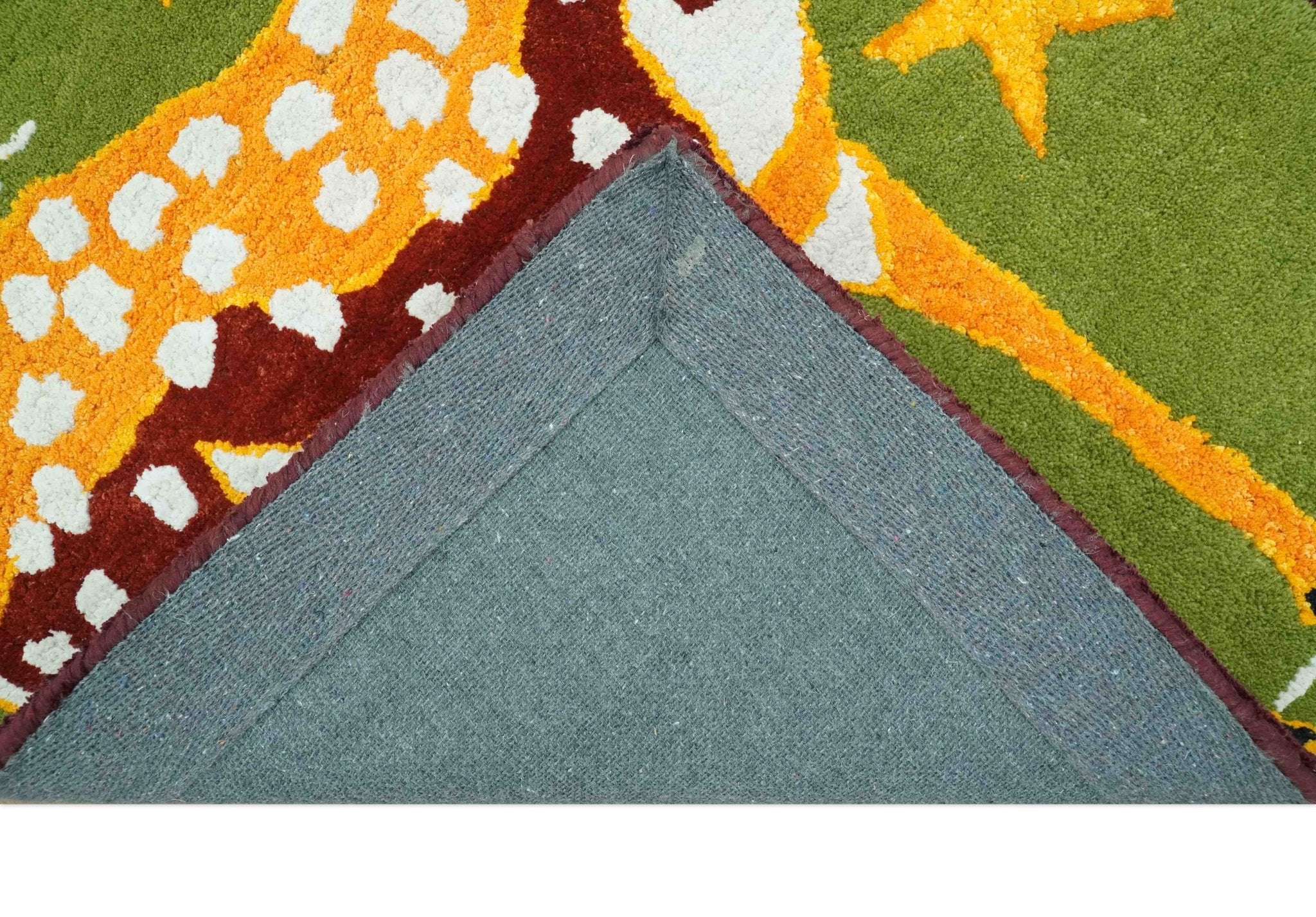 Christmas Rug 2x3 Green and Gold Reindeer Rug for Kids room decor, Playful Kids Rug - Image 5