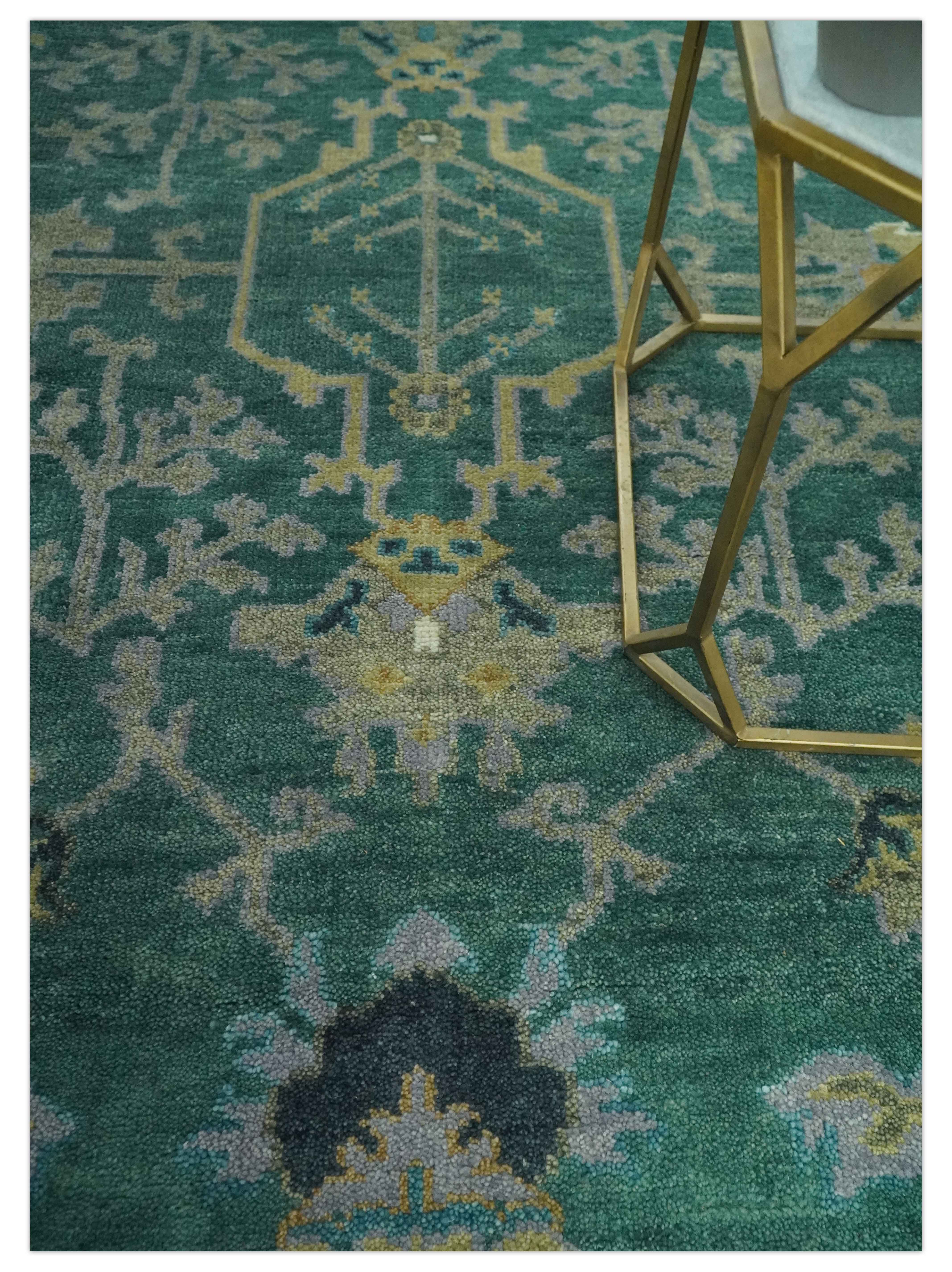 Hand Knotted 8x10 Green and Gray Traditional Turkish Antique Style Wool Area Rug - Image 2
