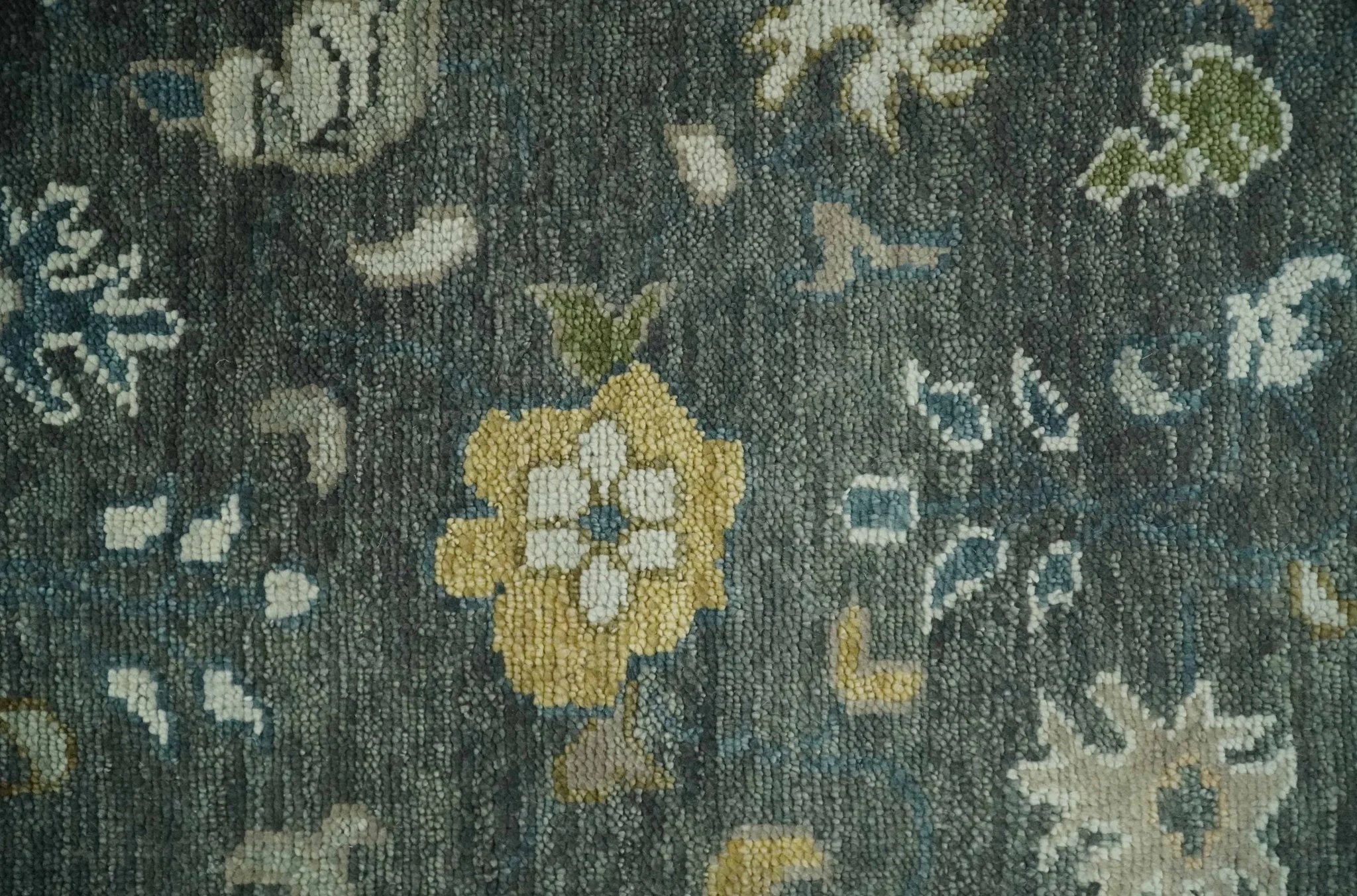 Charcoal and Ivory Hand Knotted Traditional Oushak Custom Made Wool Area Rug - Image 4