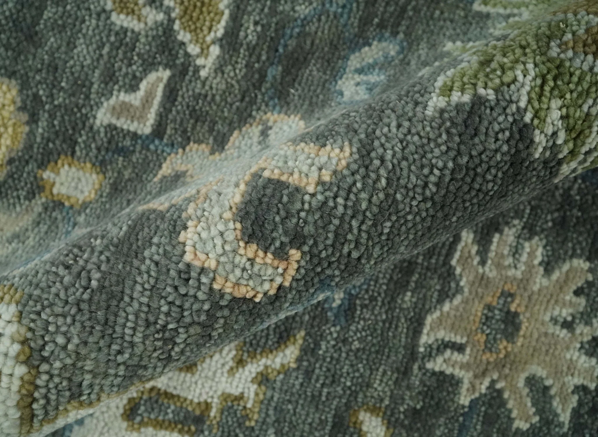 Charcoal and Ivory Hand Knotted Traditional Oushak Custom Made Wool Area Rug - Image 6