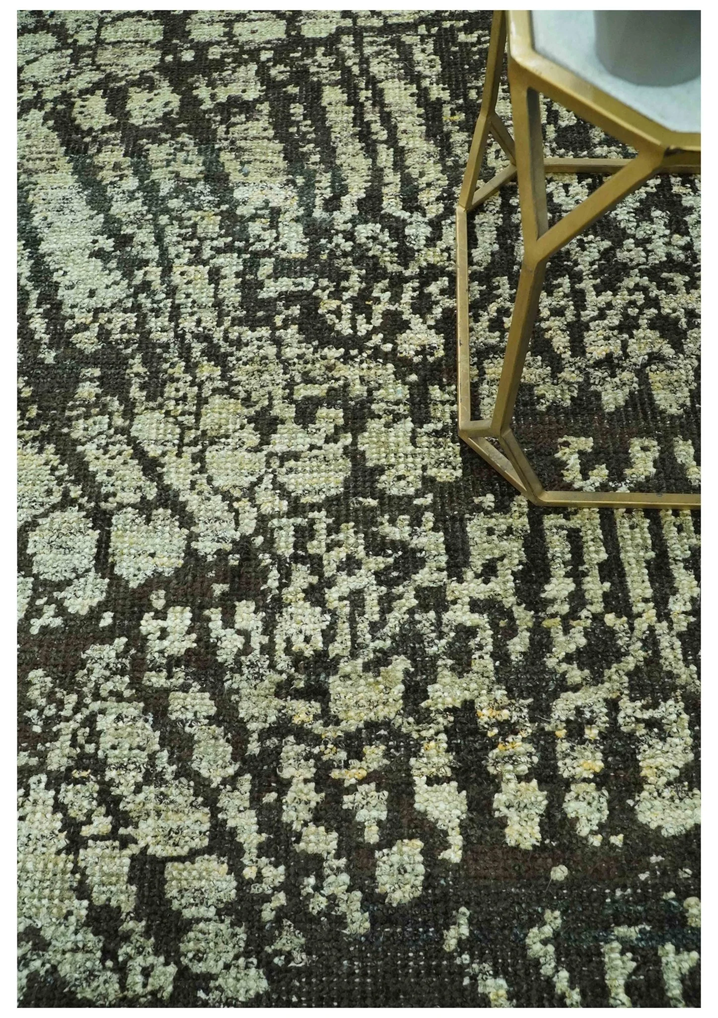 Green and Olive Modern Abstract 5x8 Hand knotted wool area Rug - Image 2