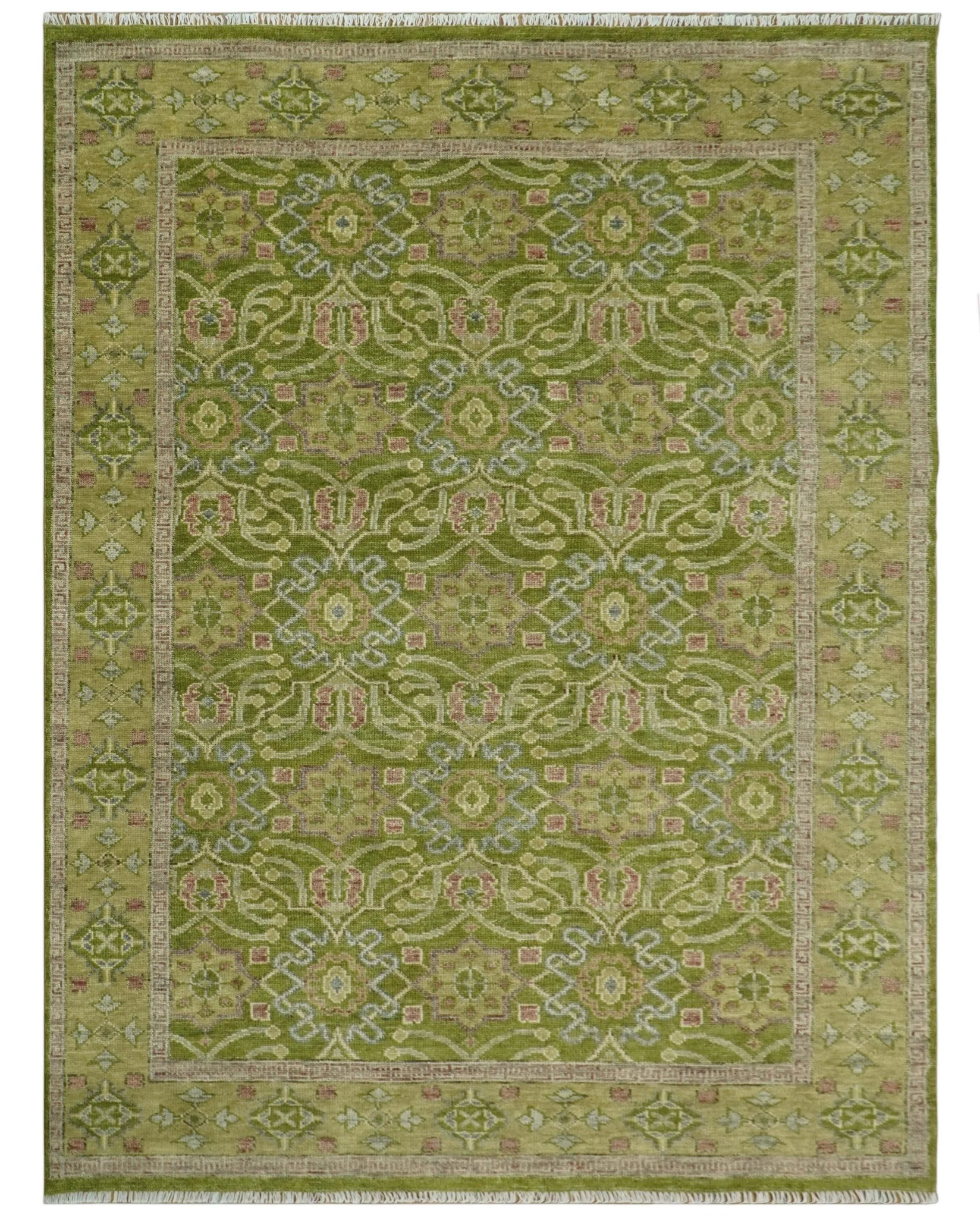 Green and Purple Traditional Design Custom Made wool area rug - Image 11
