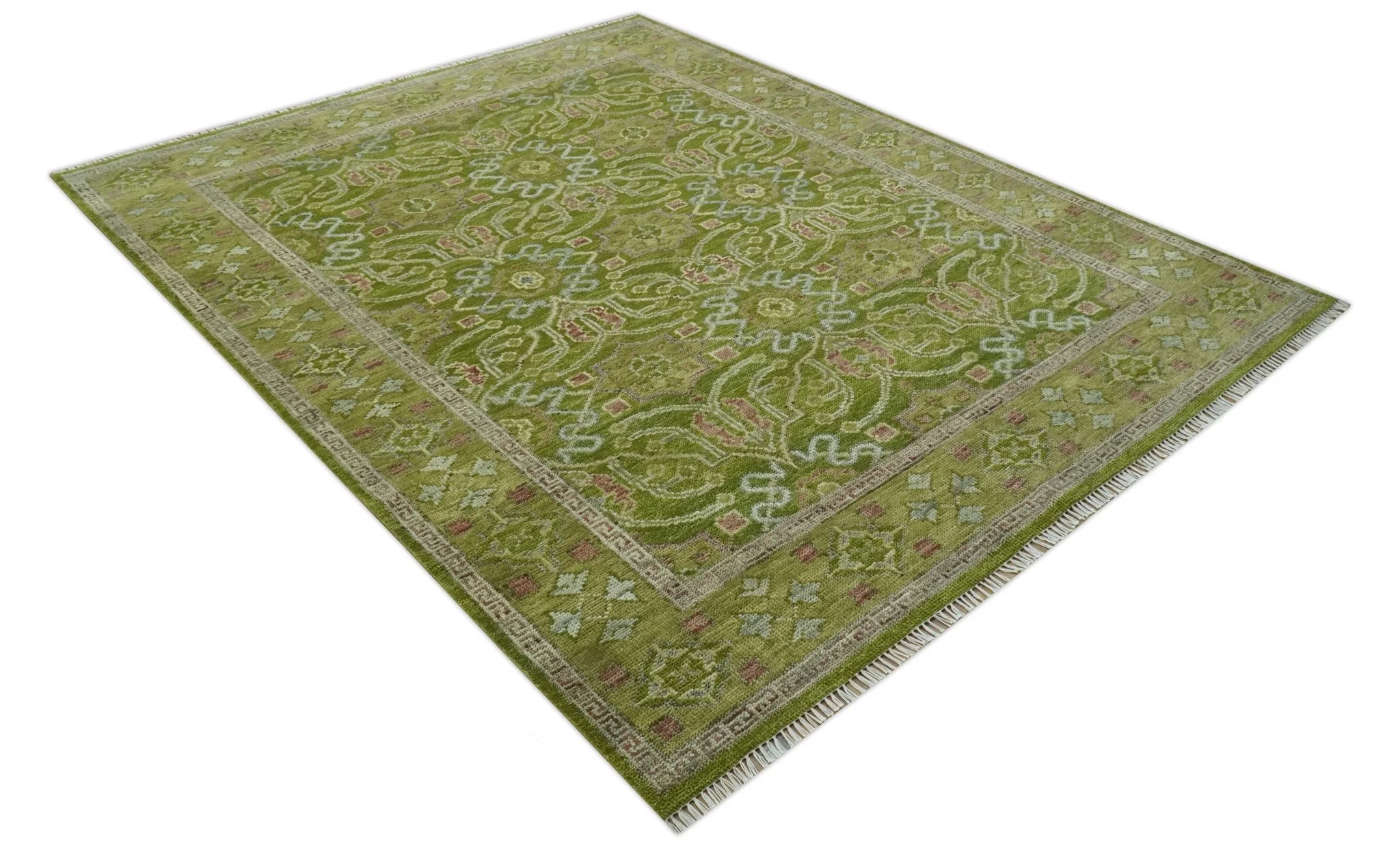 Green and Purple Traditional Design Custom Made wool area rug - Image 9