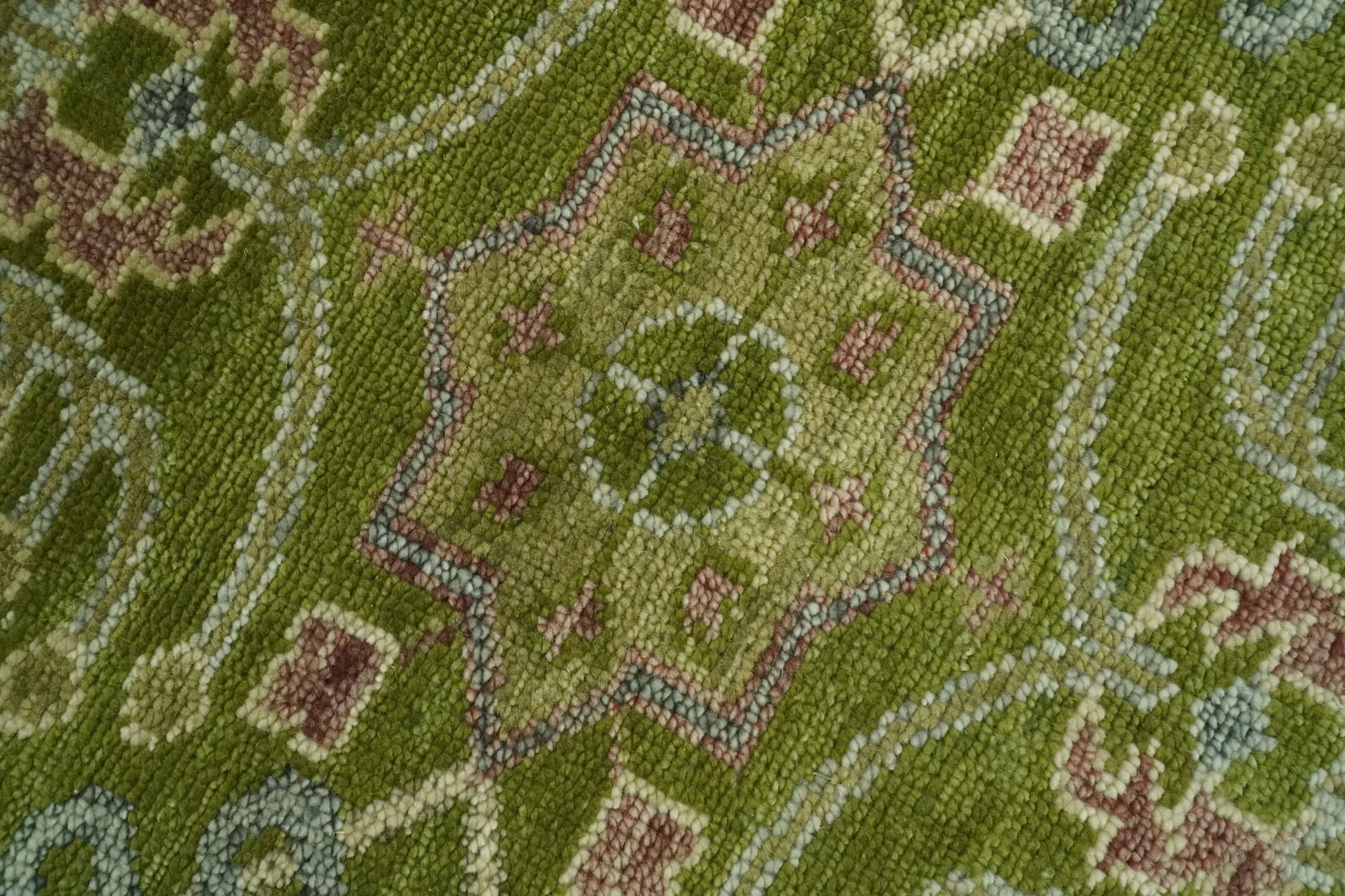Green and Purple Traditional Floral Design 8x10 wool area rug - Image 4