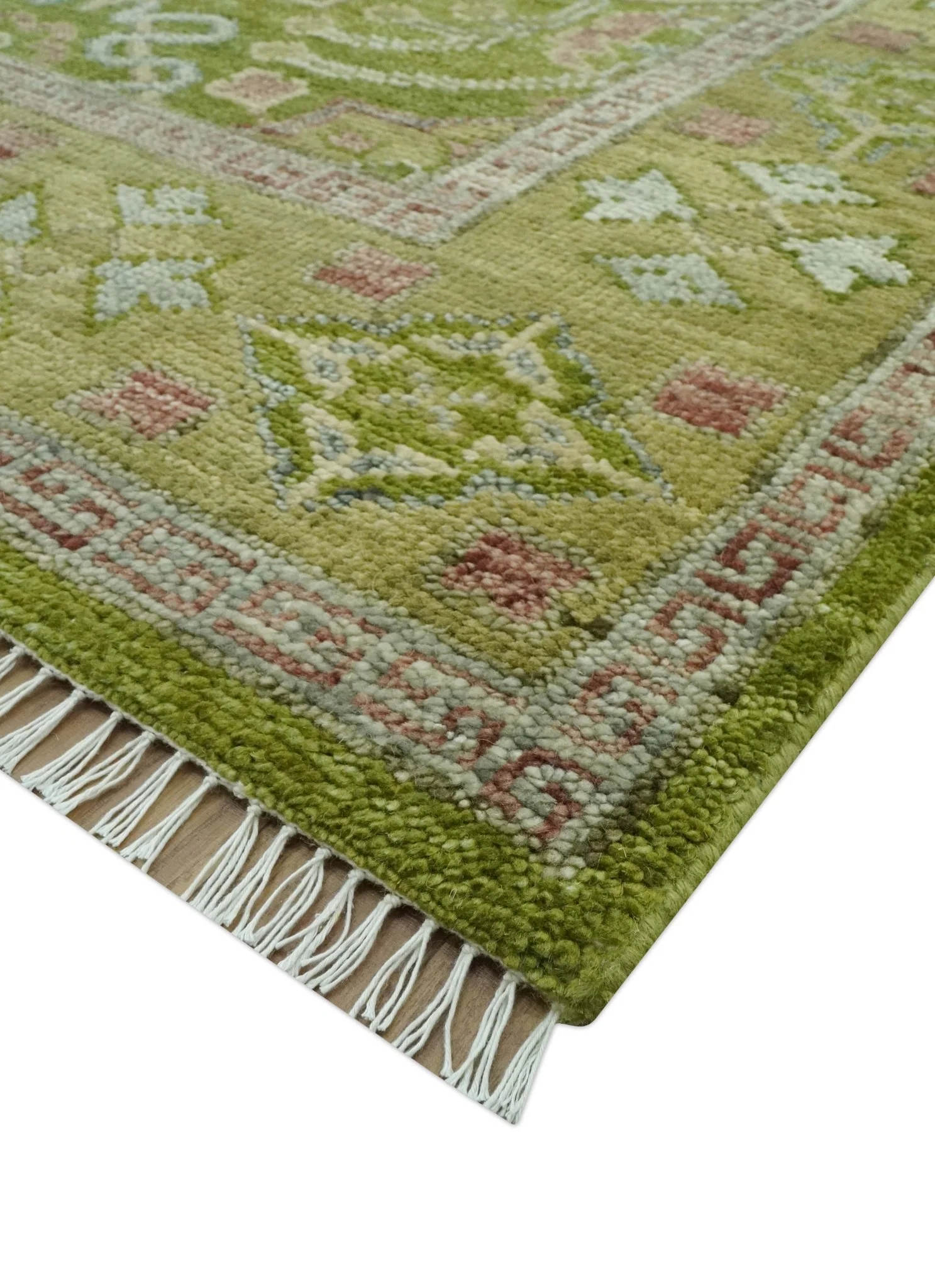 Green and Purple Traditional Floral Design 8x10 wool area rug - Image 5