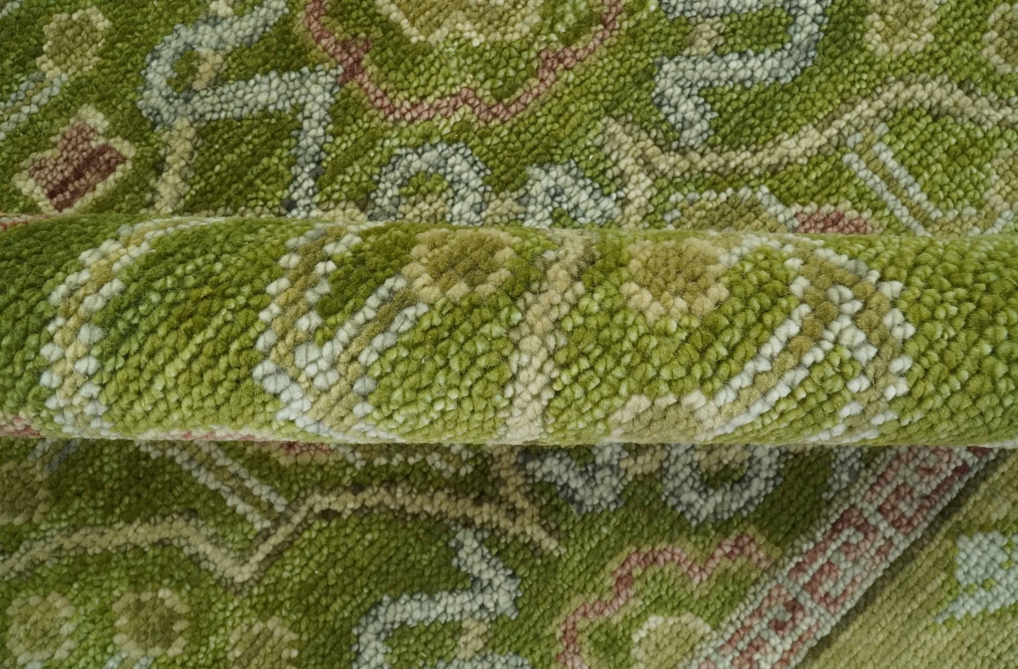 Green and Purple Traditional Floral Design 8x10 wool area rug - Image 6