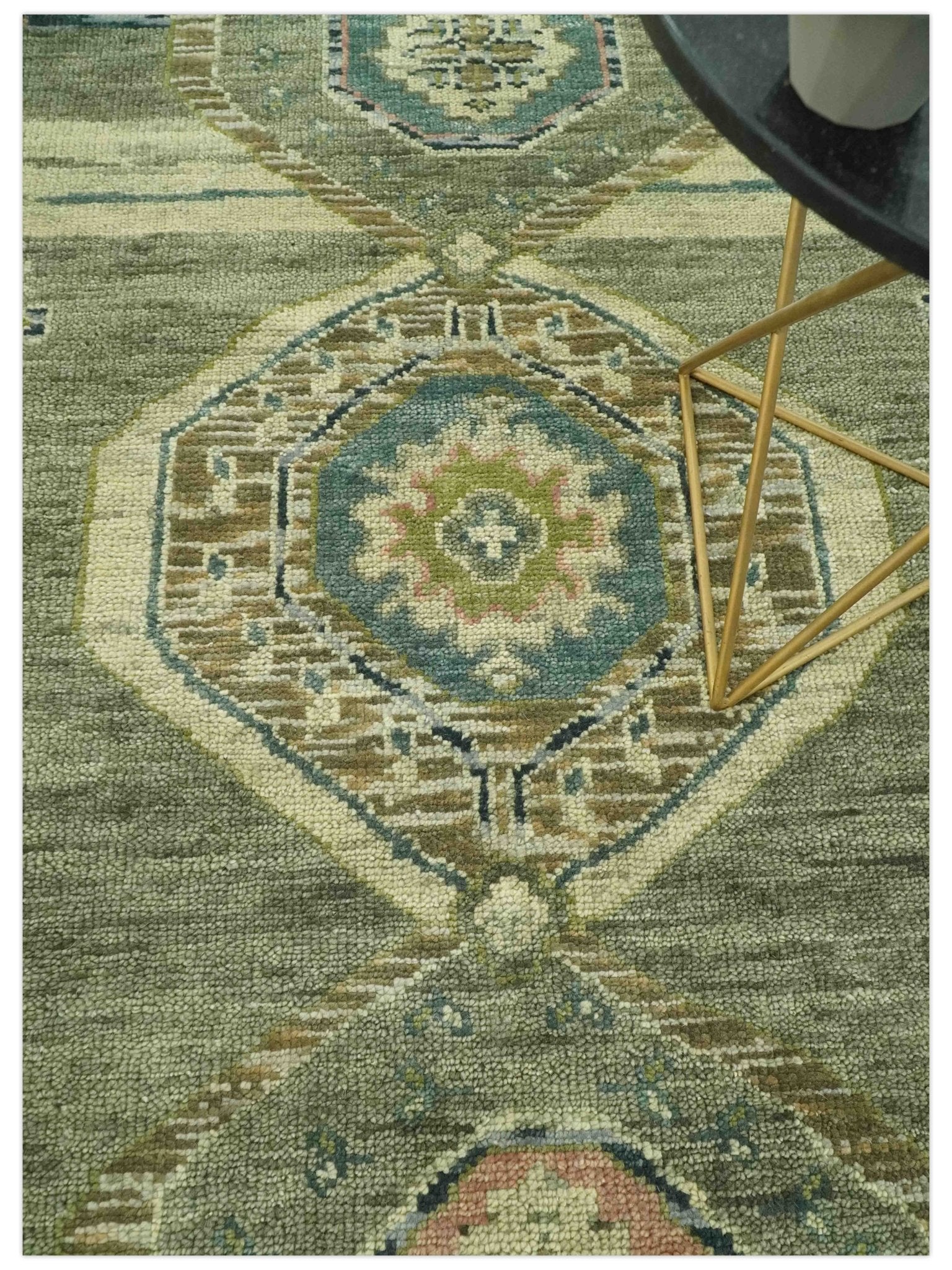 Green and Teal Traditional Hand Knotted 8x10 wool area rug - Image 2