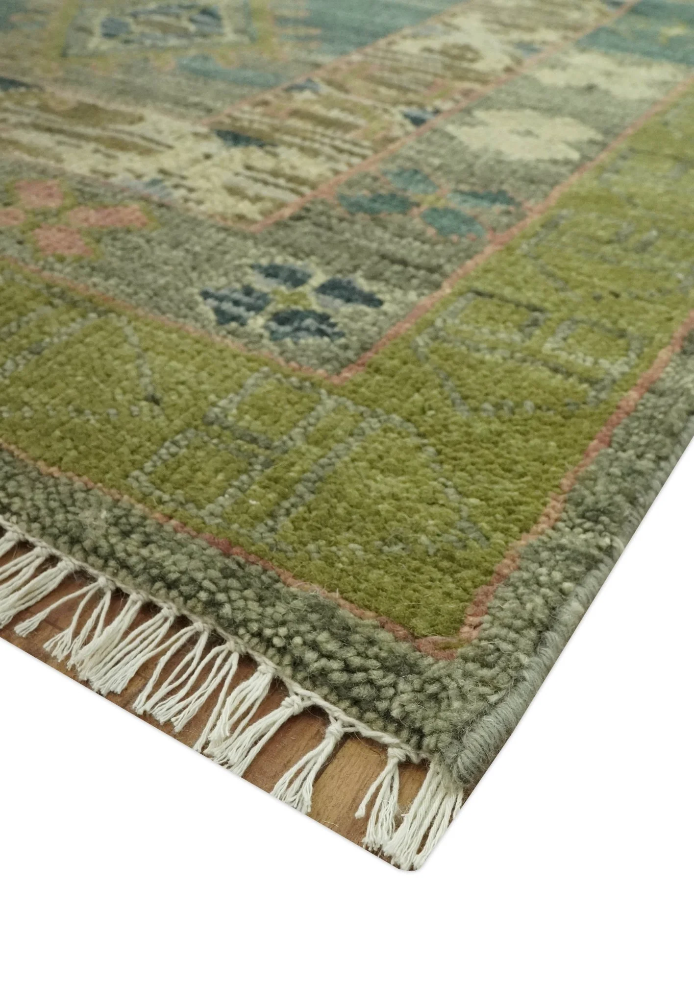 Green and Teal Traditional Hand Knotted 8x10 wool area rug - Image 5