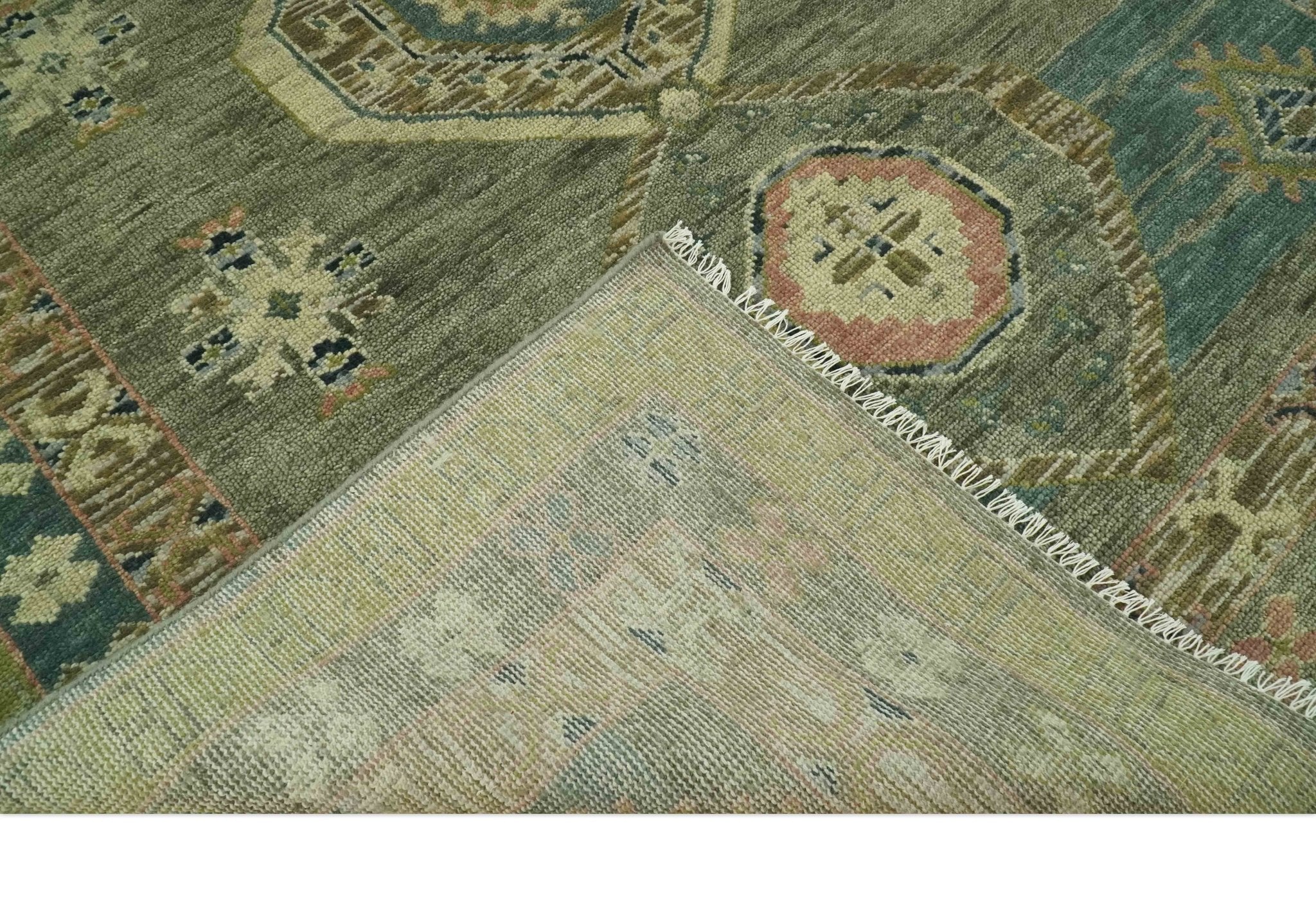 Green and Teal Traditional Hand Knotted Multi Size wool area rug - Image 6