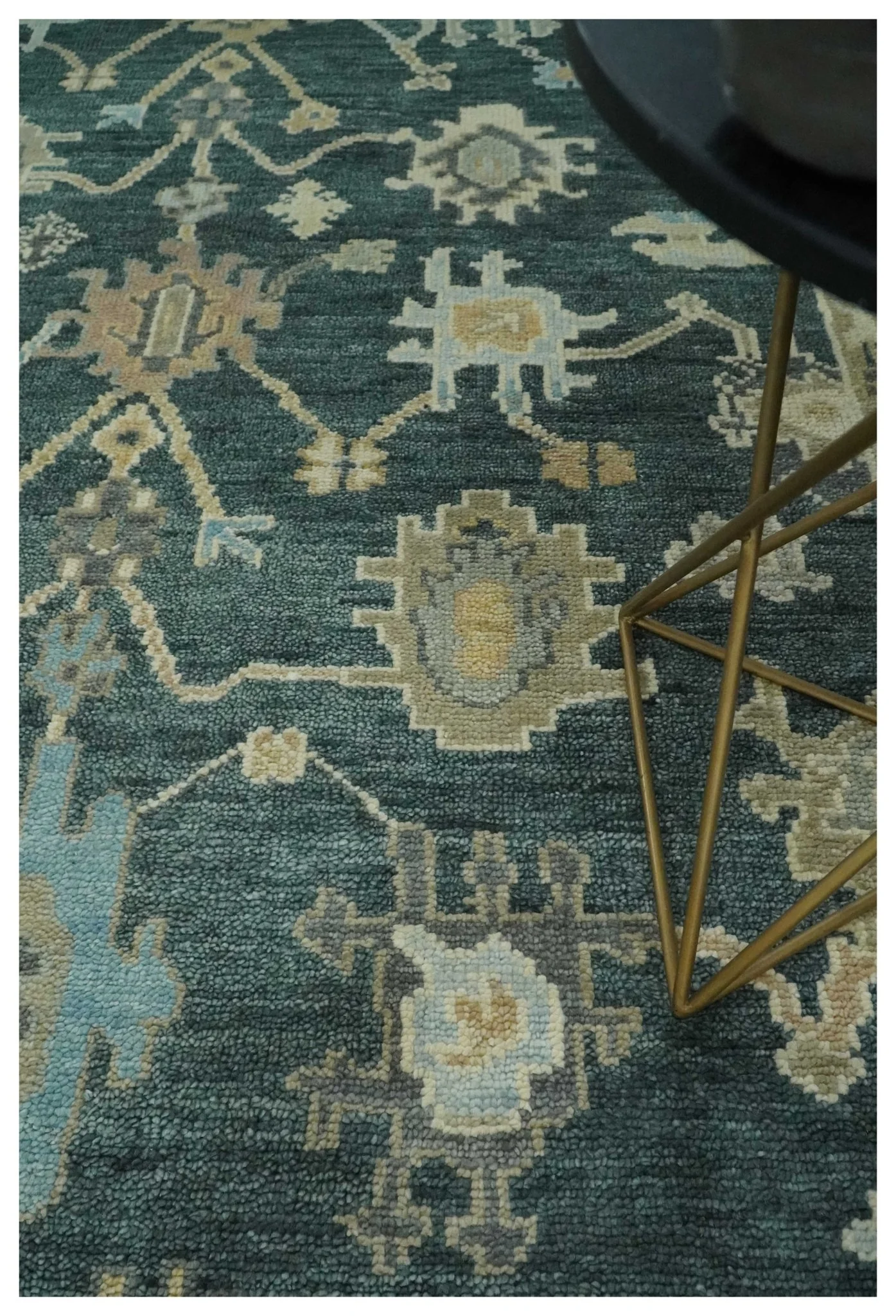 Antique look Green, Aqua and Beige Hand Knotted Traditional Oushak 8x10 wool area Rug - Image 2