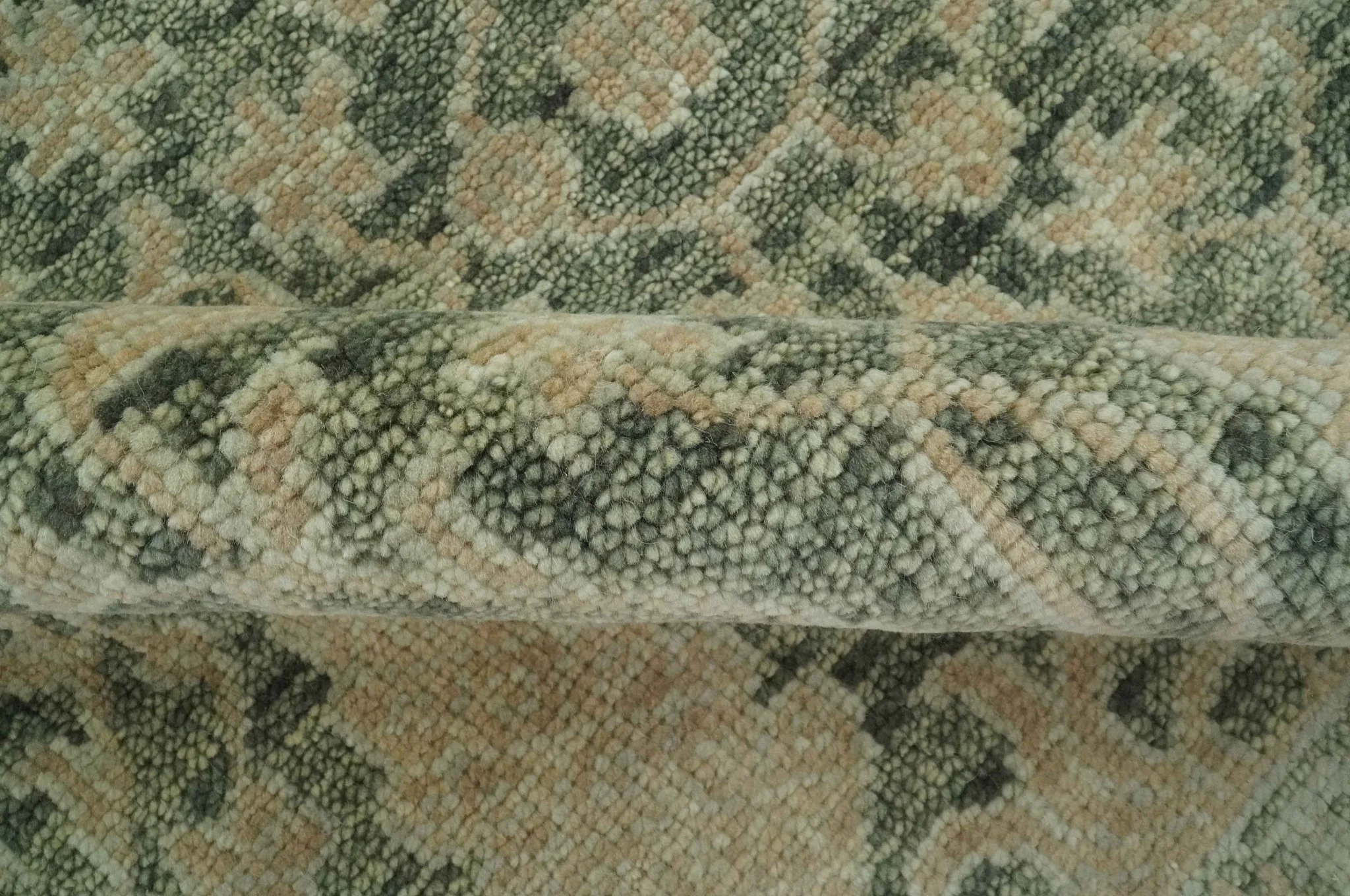 Antique look vintage style Green, Beige and Brown traditional Hand Knotted Multi Size wool rug - Image 6