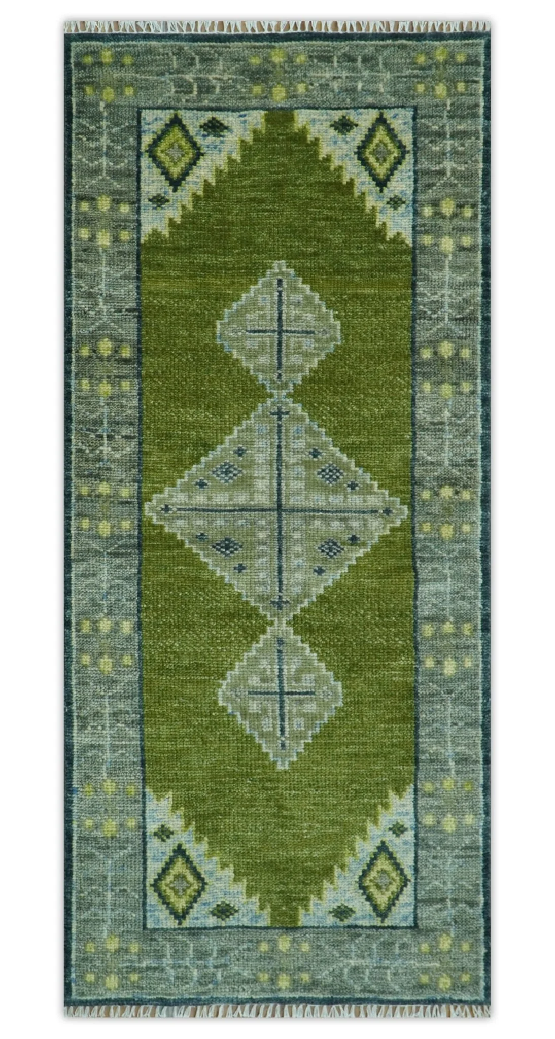 Green, Blue and Gray Hand Knotted Traditional Heriz Multi Size wool area rug - Image 11