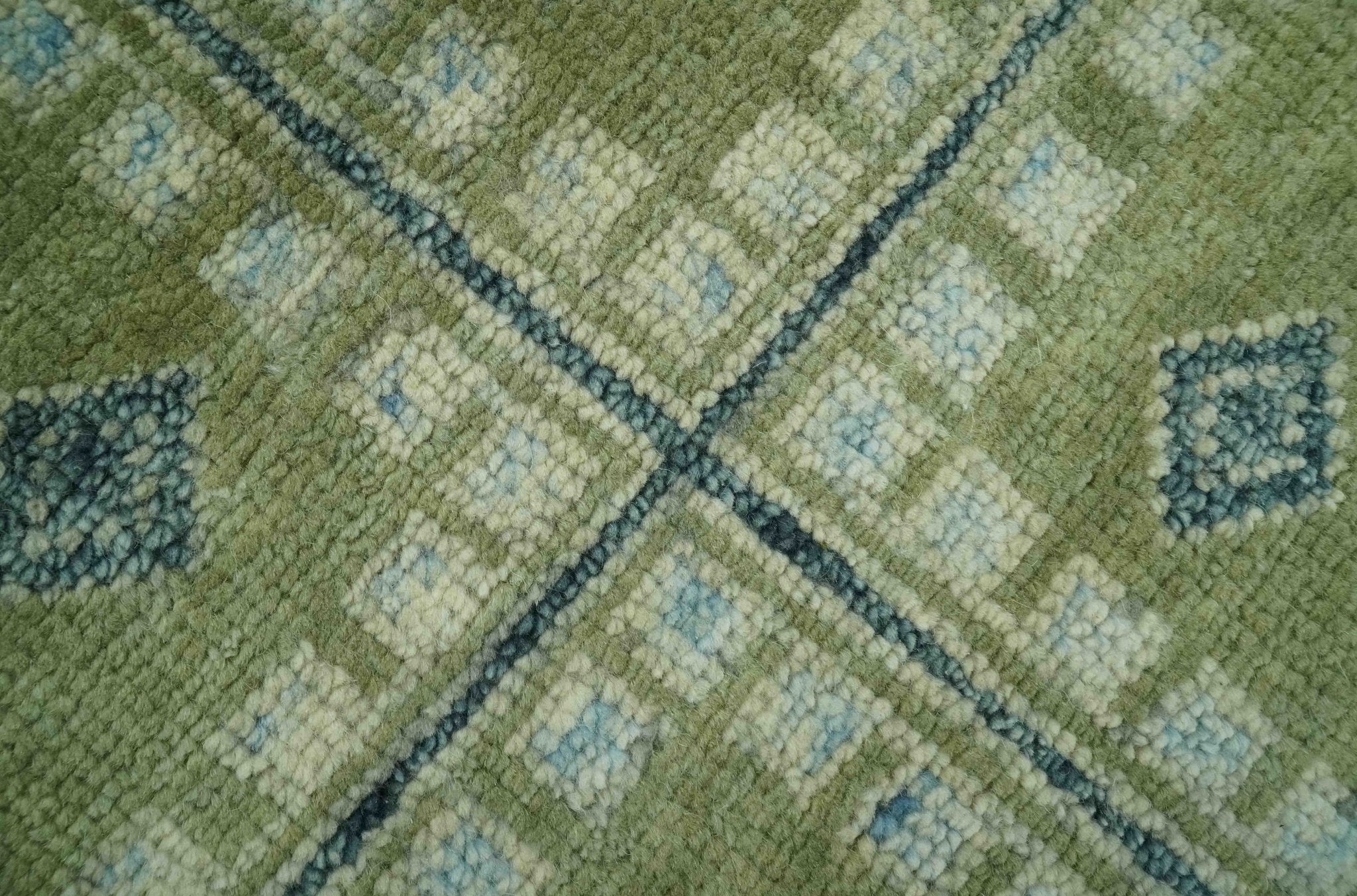 Green, Blue and Gray Hand Knotted Traditional Heriz Multi Size wool area rug - Image 4