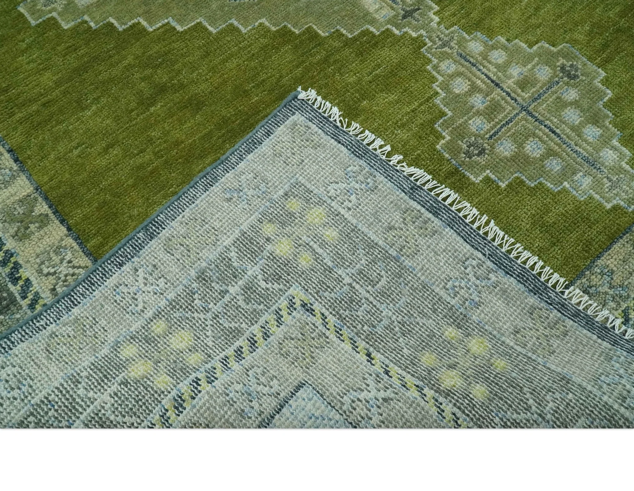 Green, Blue and Gray Hand Knotted Traditional Heriz Multi Size wool area rug - Image 7