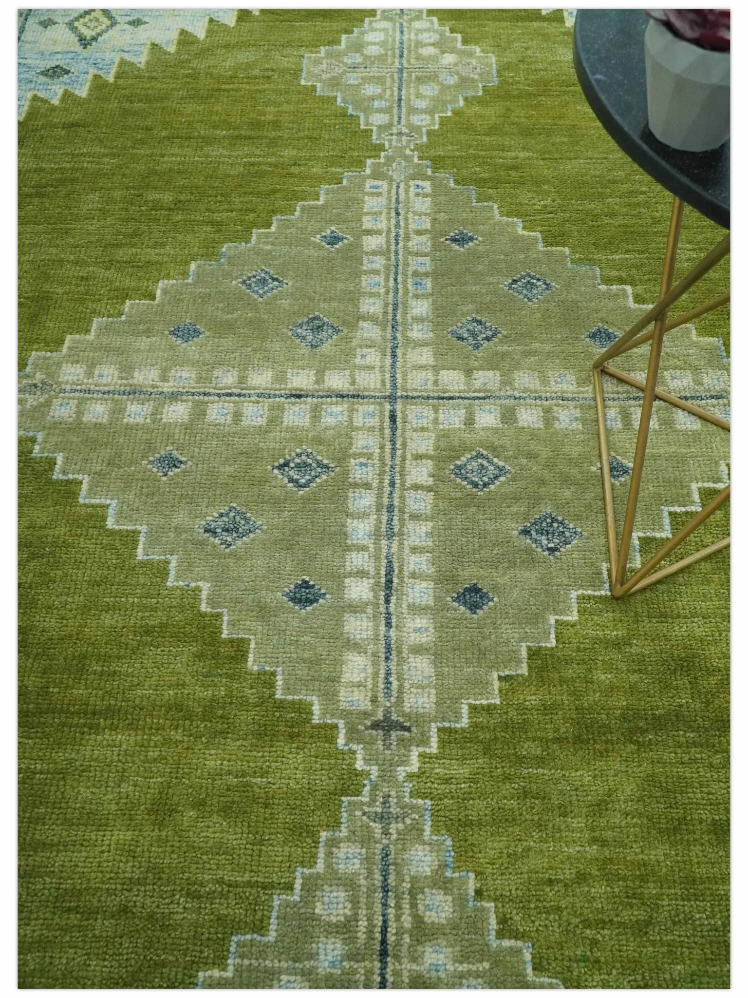 Green, Blue and Gray Hand Knotted Traditional Heriz 8x10 wool area rug - Image 2
