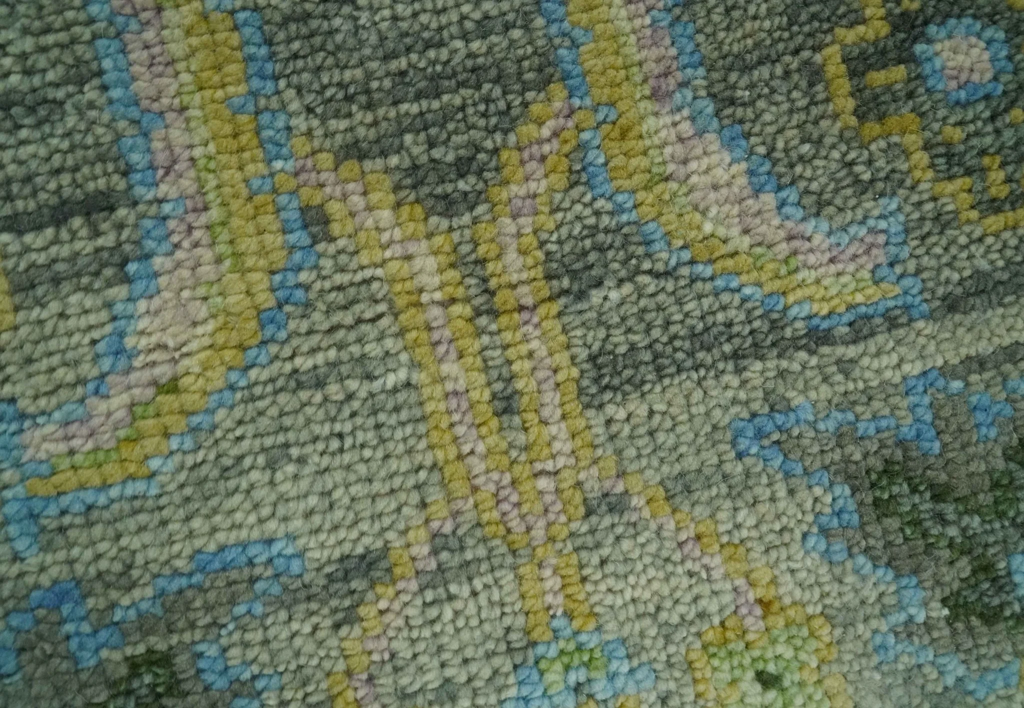 Custom Made Lt. Silver, Grey and Mustard Hand Knotted Traditional Oushak wool area rug - Image 4