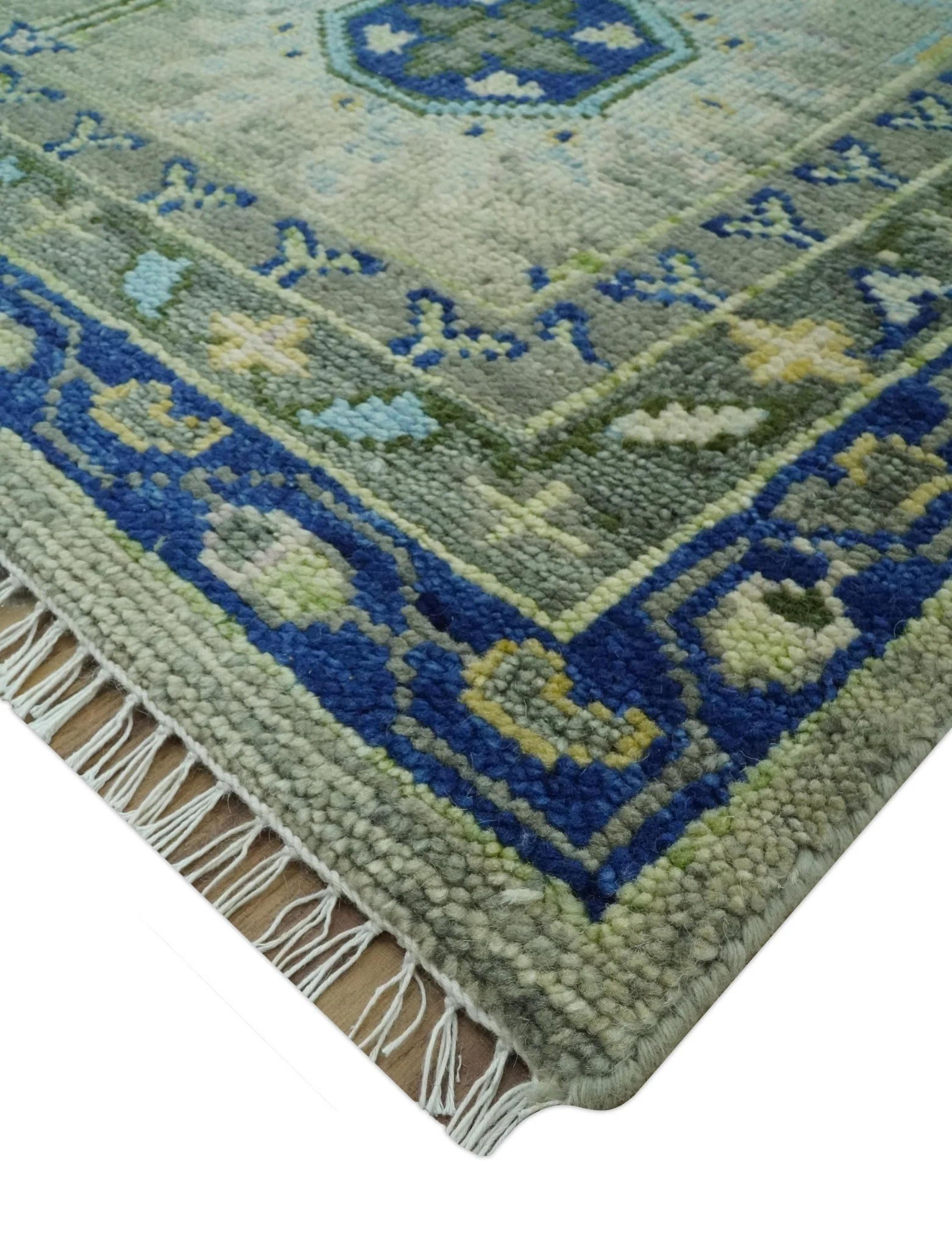 Custom Made Lt. Silver, Grey and Mustard Hand Knotted Traditional Oushak wool area rug - Image 5