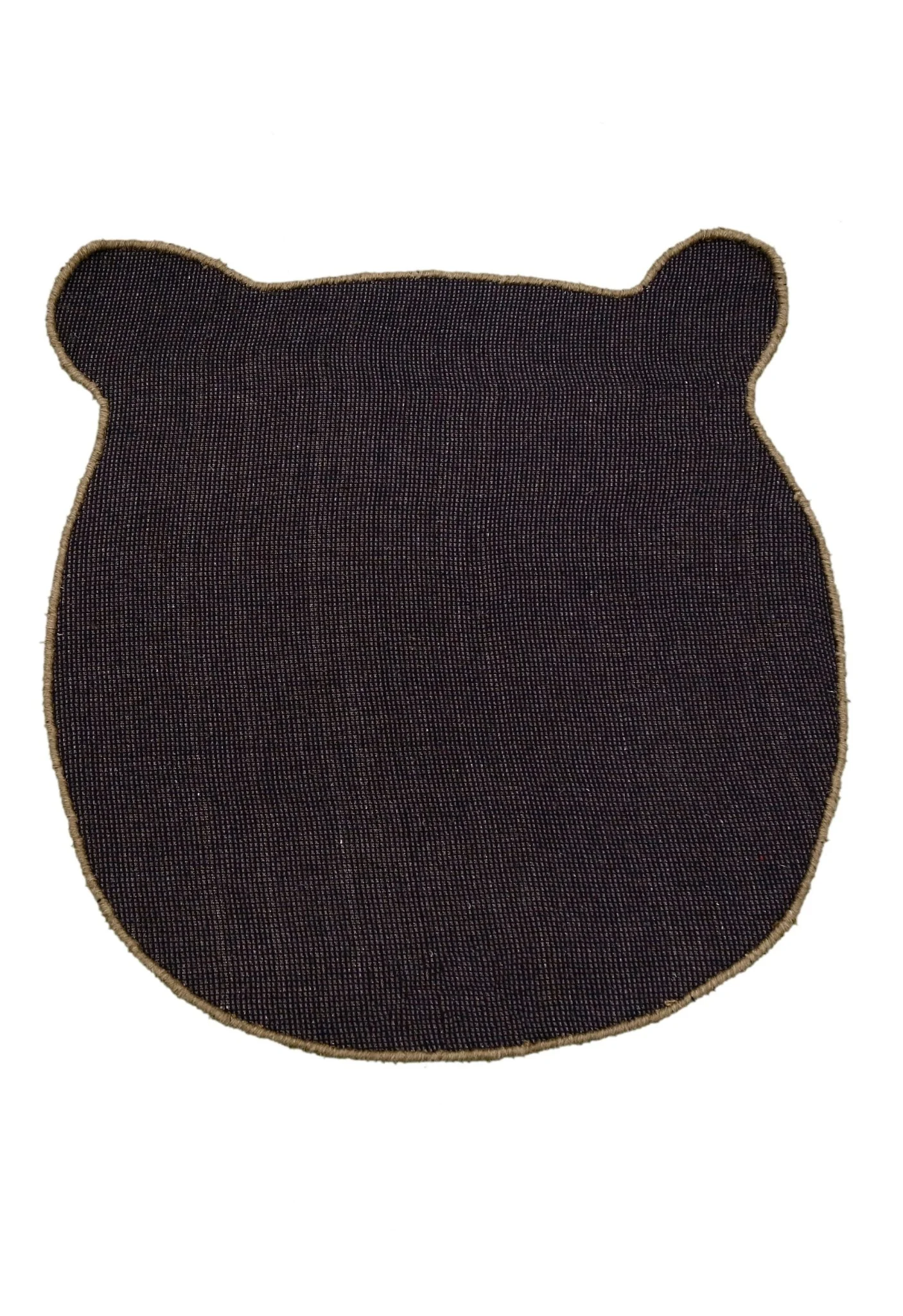 Brown Bubble Bear Face Pattern Hand Tufted 3x3 Wool Rug - Image 3