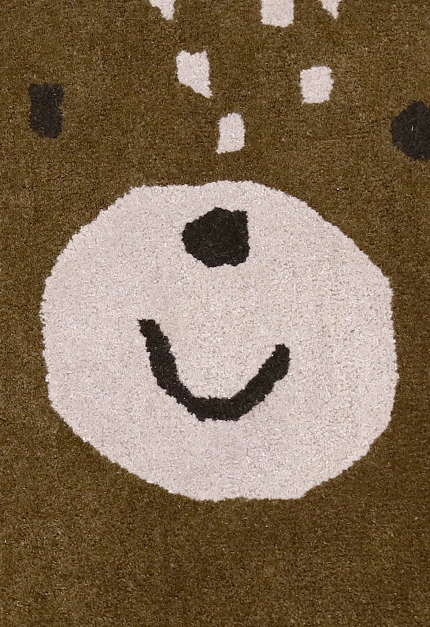 Brown Bubble Bear Face Pattern Hand Tufted 3x3 Wool Rug - Image 4