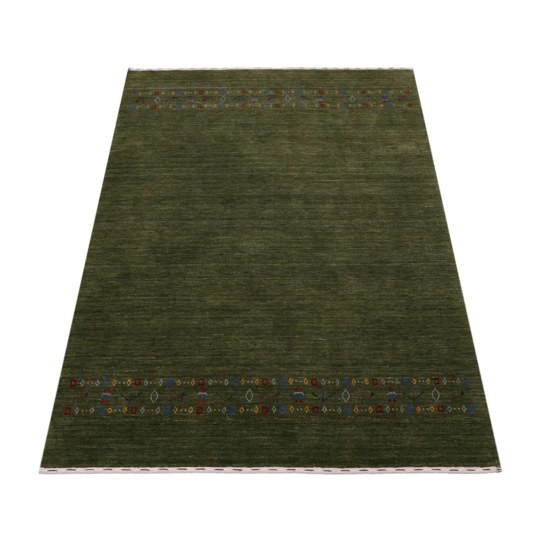 Green Contemporary Design Hand Loomed Wool Area Rug - Image 11