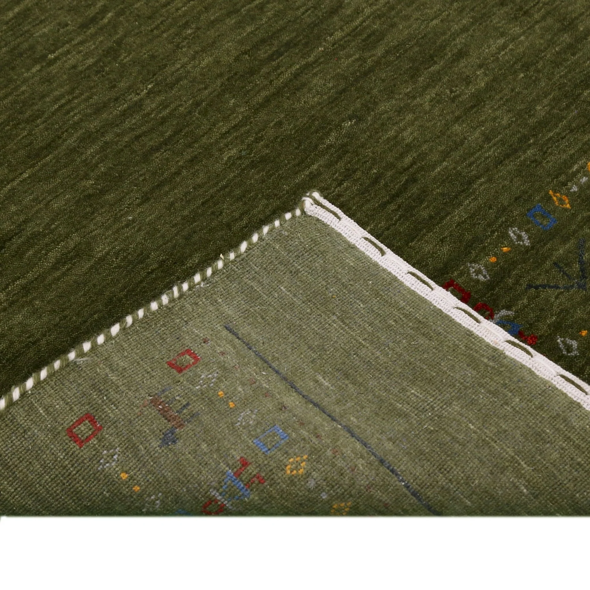 Green Contemporary Design Hand Loomed Wool Area Rug - Image 3