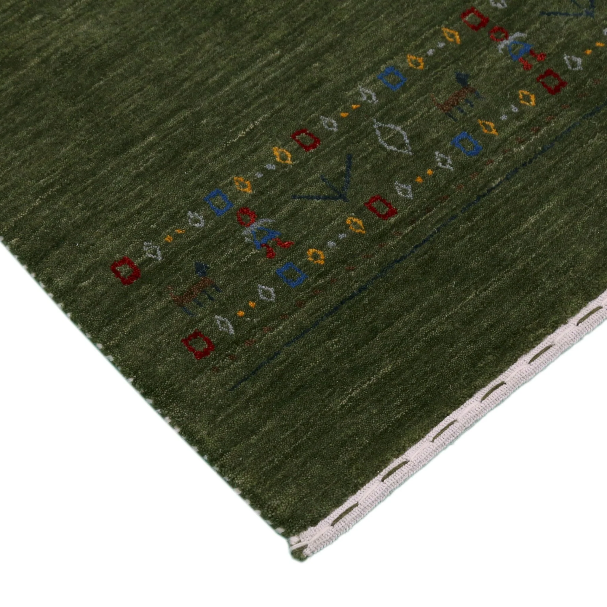Green Contemporary Design Hand Loomed Wool Area Rug - Image 4
