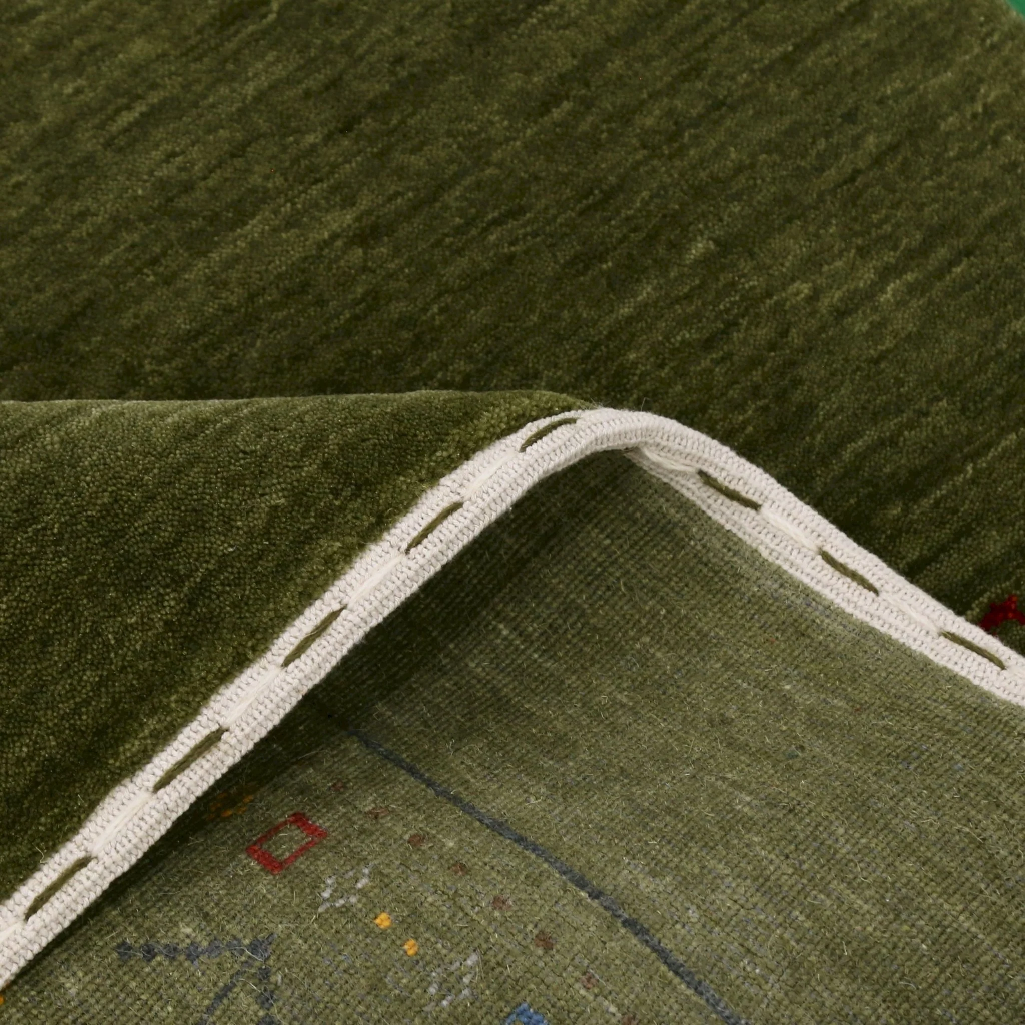 Green Contemporary Design Hand Loomed Wool Area Rug - Image 9