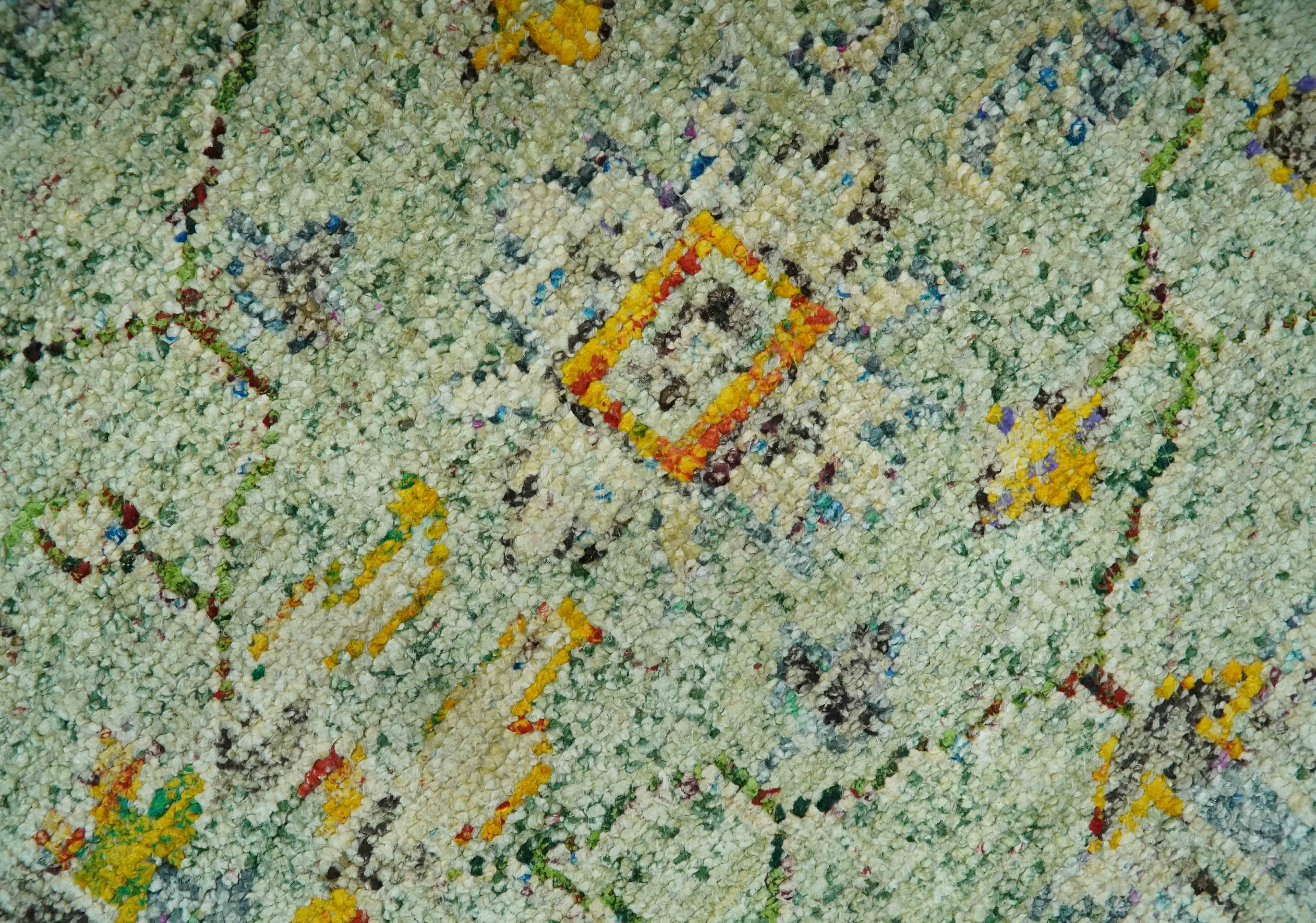 Green, Gold and Ivory 5x8 Hand knotted Traditional Oriental Oushak wool area rug - Image 4
