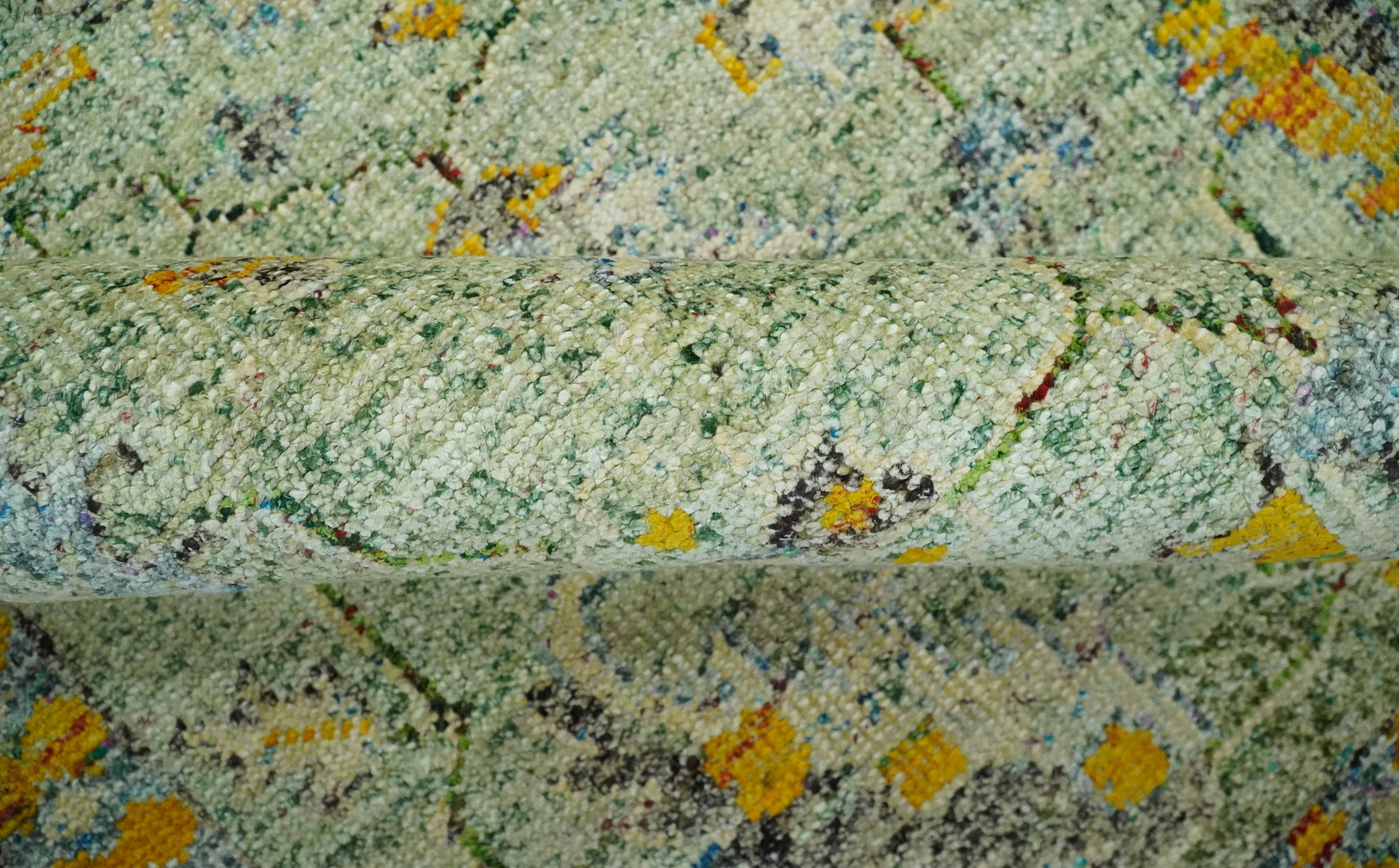 Green, Gold and Ivory 5x8 Hand knotted Traditional Oriental Oushak wool area rug - Image 7